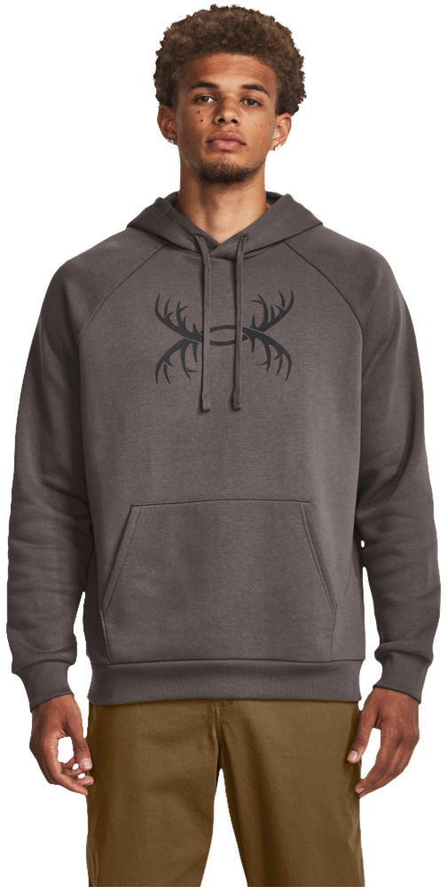 Image of Under Armour Rival Fleece Camo Antlers Long-Sleeve Hoodie for Men - Fresh Clay/Jet Gray - S