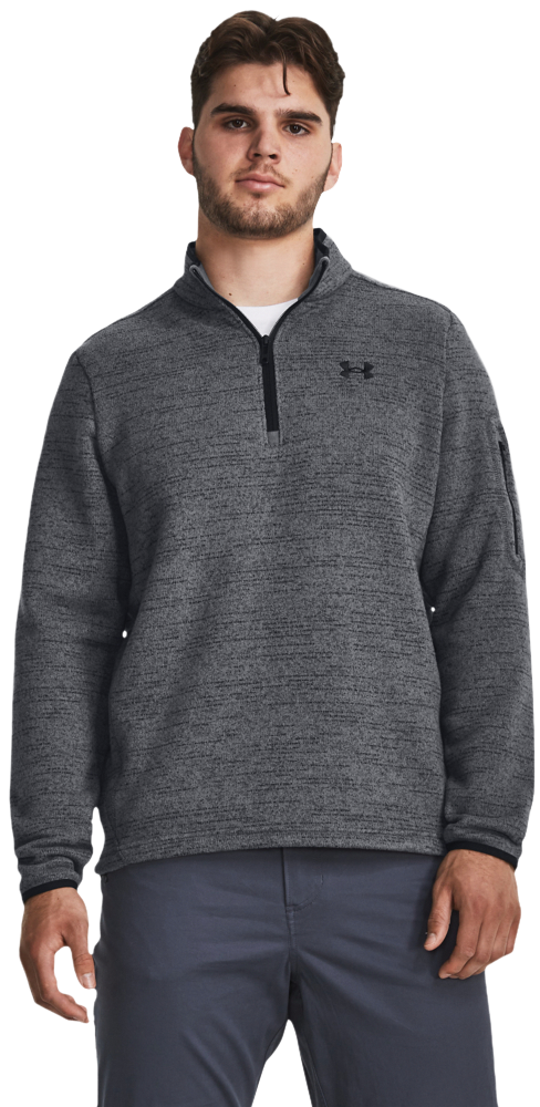Image of Under Armour Specialist Quarter-Zip Long-Sleeve Pullover for Men - Pitch Gray/Black - 3XL