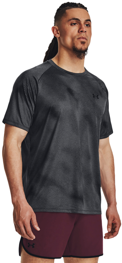 Under Armour UA Tech 2.0 Lino Print Short-Sleeve T-Shirt for Men - Black/Black - S