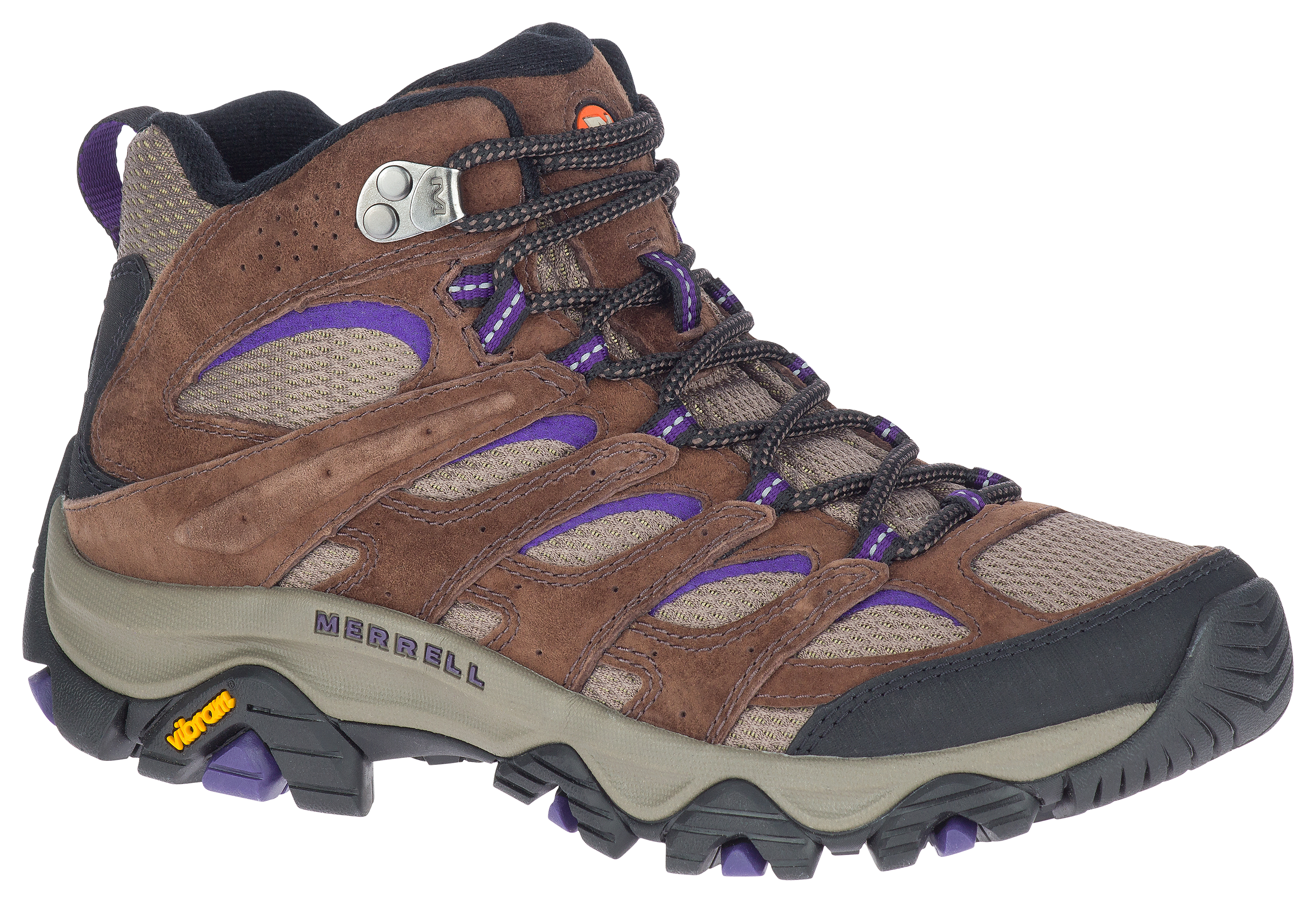 Image of Merrell Moab 3 Mid Vent Hiking Boots for Ladies - Bracken/Purple - 5M