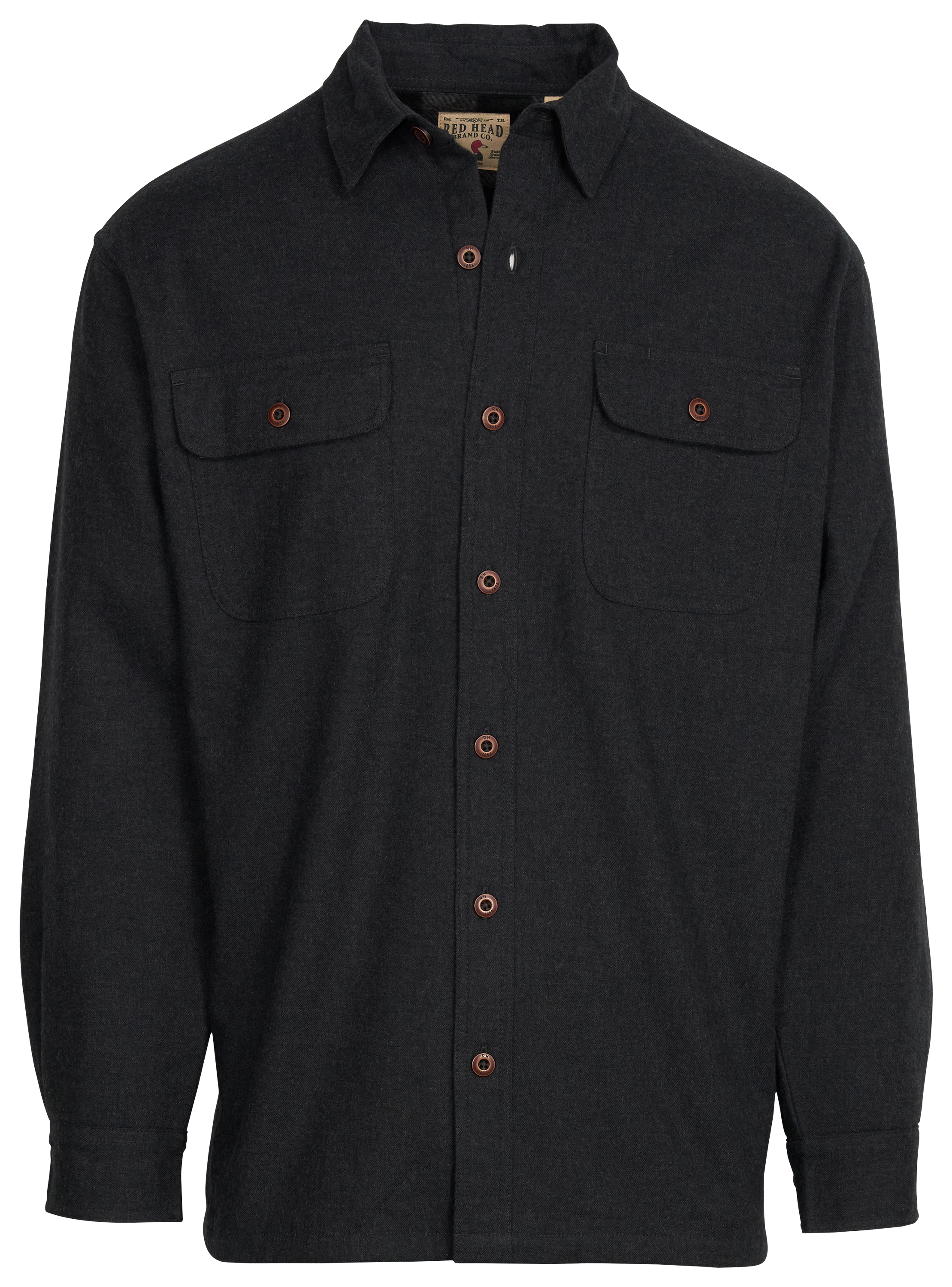 Image of RedHead Fleece-Lined Flannel Long-Sleeve Shirt for Men - Black Heather - S