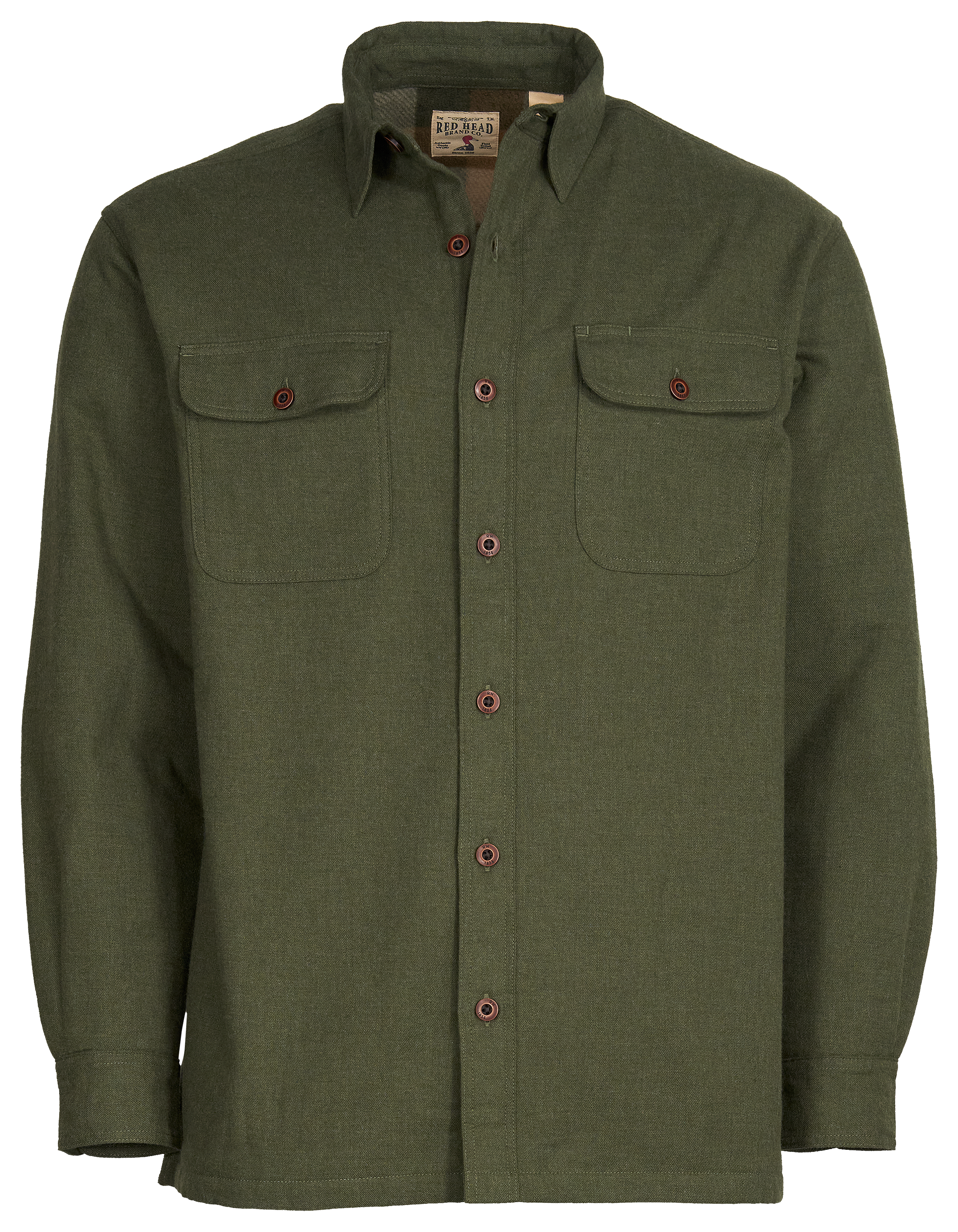 Image of RedHead Fleece-Lined Flannel Long-Sleeve Shirt for Men - Forest Heather - M