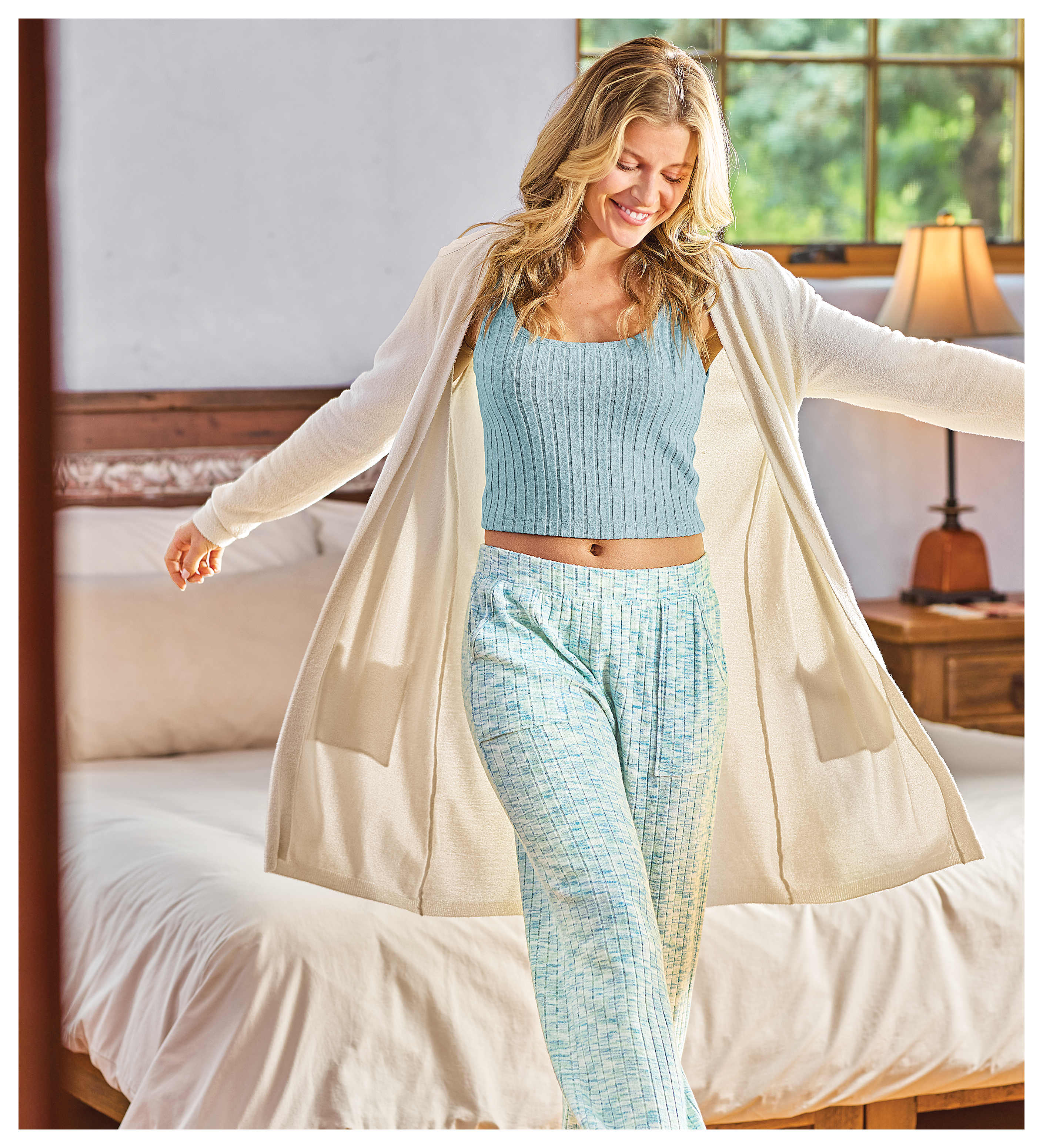 NATURAL REFLECTIONS Rib-Knit Cropped Cami for Ladies