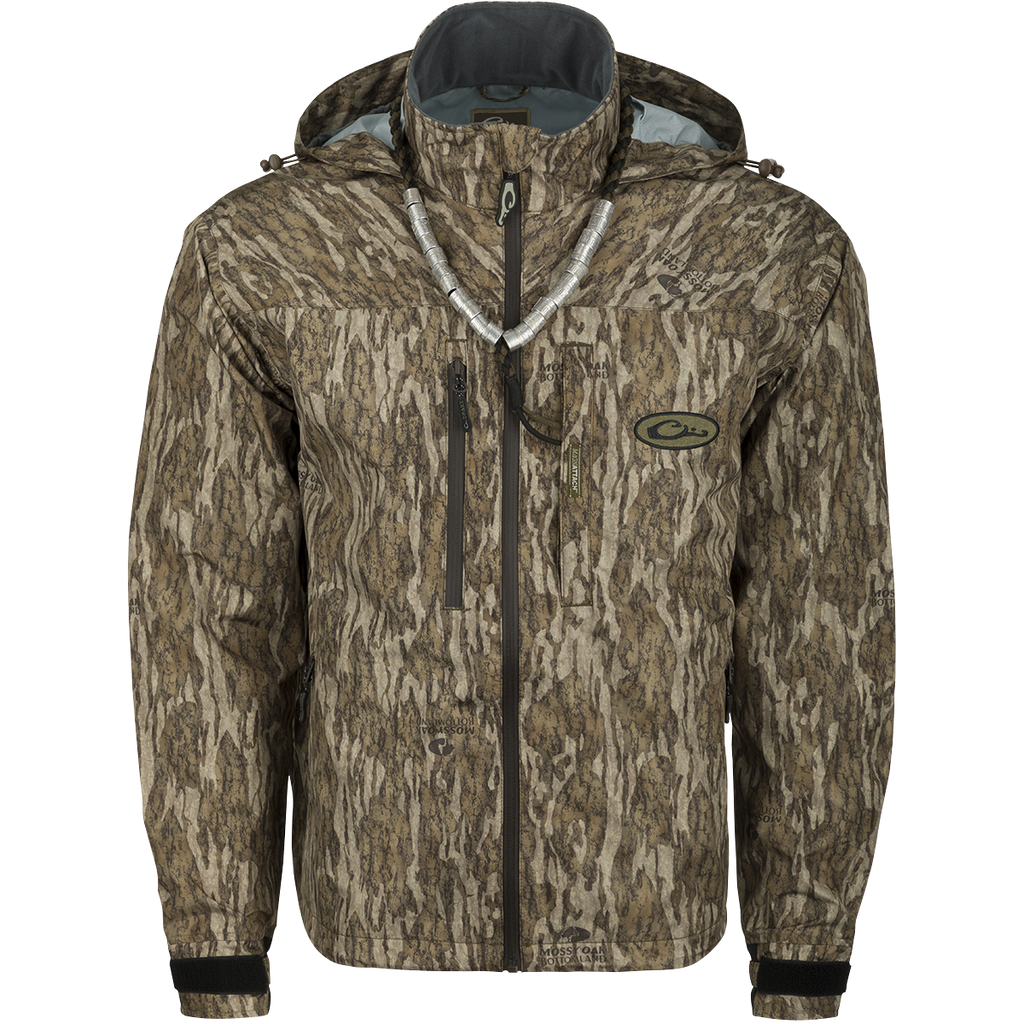 Image of Drake Waterfowl EST Guardian Elite Pro Ultra-Lite 3-Layer Waterproof Jacket for Men - Mossy Oak Bottomland - L