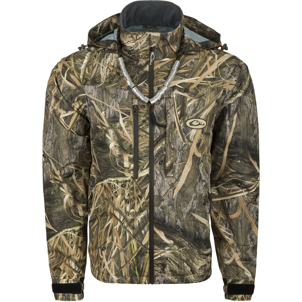 Image of Drake Waterfowl EST Guardian Elite Pro Ultra-Lite 3-Layer Waterproof Jacket for Men - Mossy Oak Shadow Grass Habitat - L