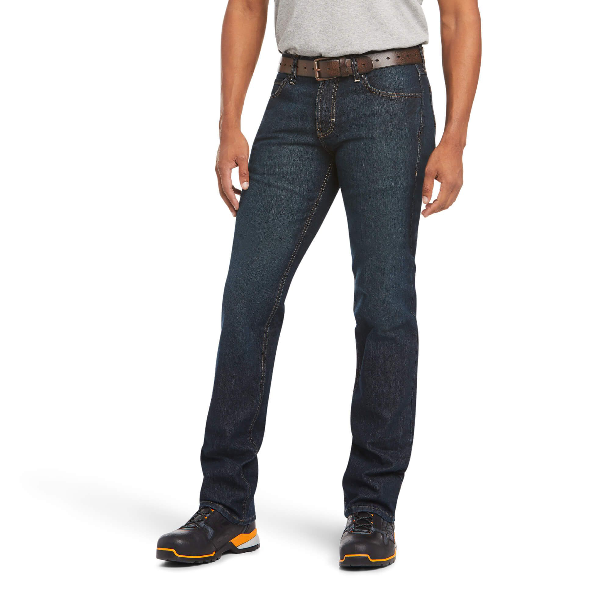 Ariat Rebar M7 Slim DuraStretch Basic Stackable Straight-Leg Jeans for Men - Blackstone - 38x34