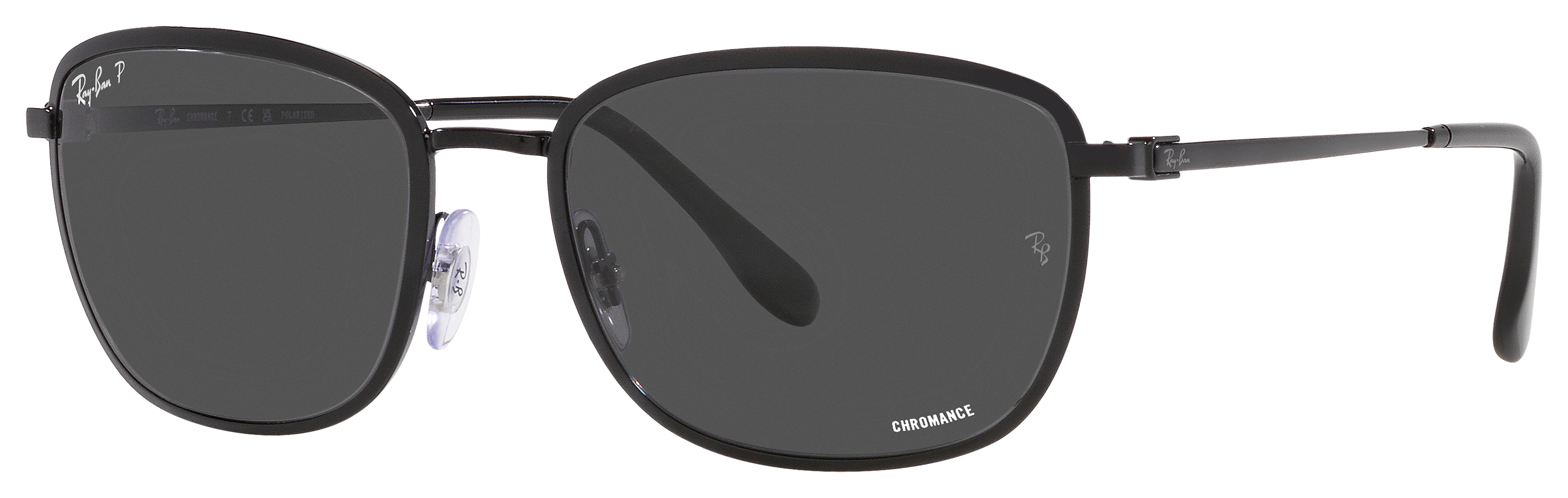 Image of Ray-Ban RB3705 Chromance Glass Polarized Sunglasses - Polished Black/Gray Chromance - XX-Large