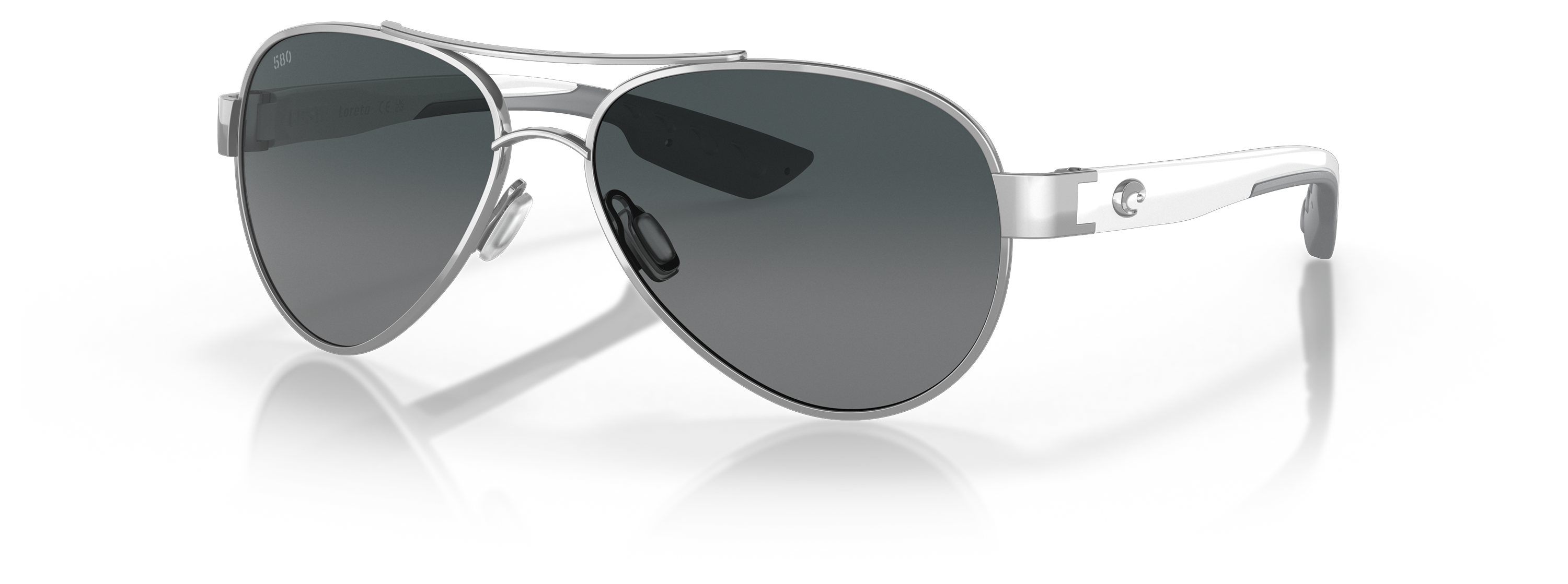 Image of Costa Del Mar Loreto 580G Glass Polarized Sunglasses for Ladies - Palladium/Gray Gradient - Medium