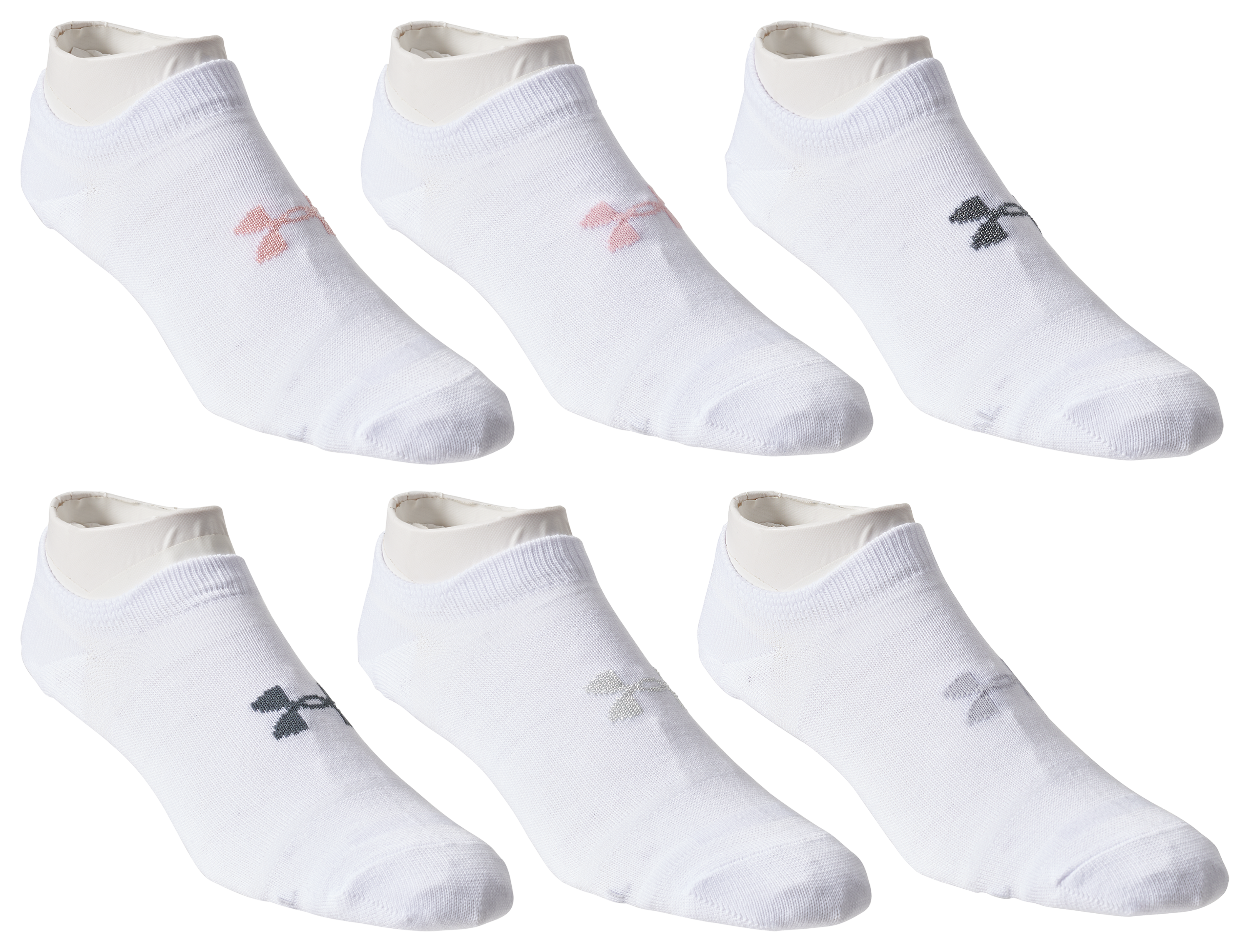 Image of Under Armour Essentials Socks for Ladies - White/Retro Pink