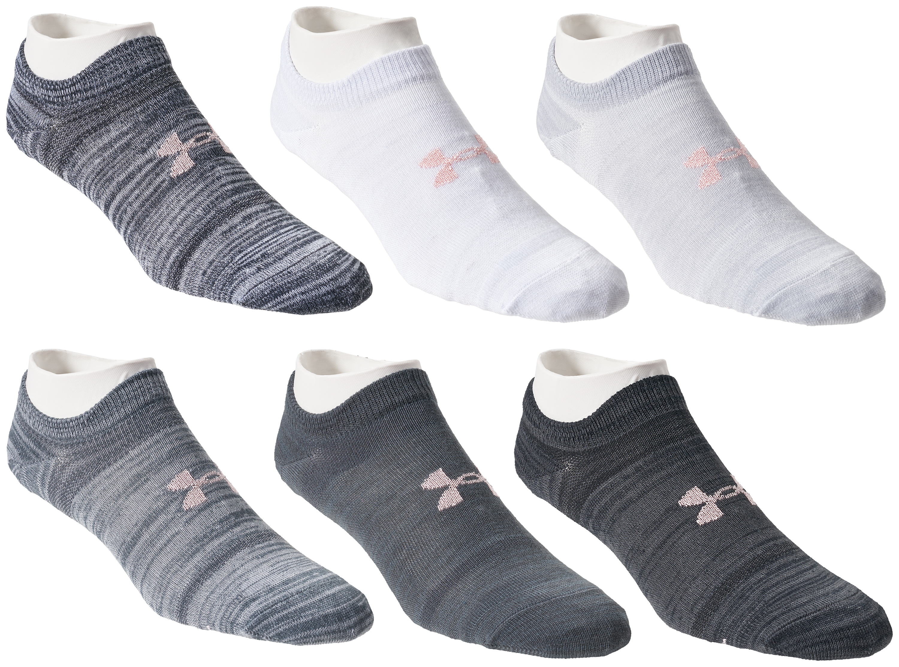 Image of Under Armour Essentials Socks for Ladies - Halo Gray/Retro Pink