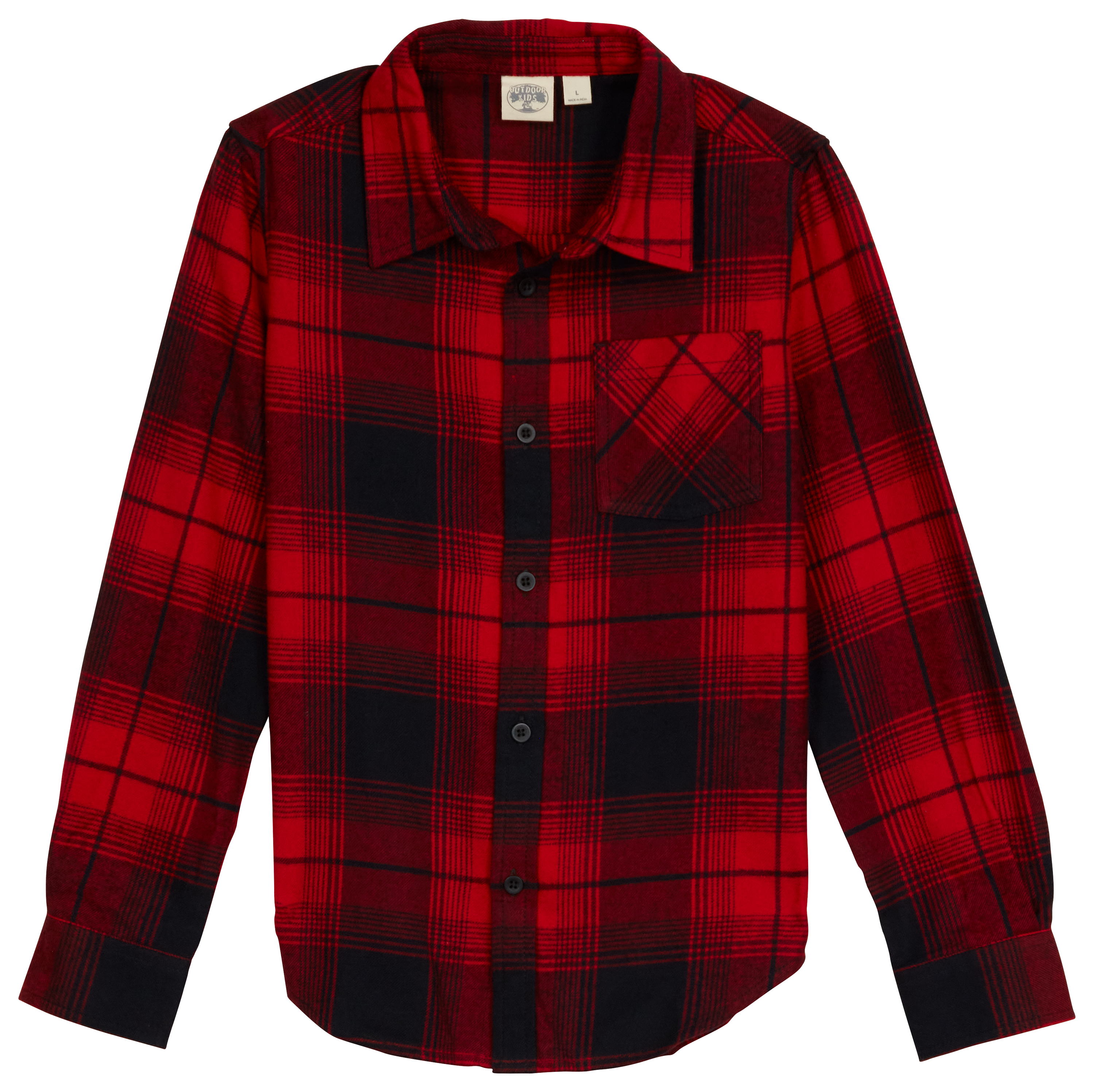 Image of Outdoor Kids Flannel Long-Sleeve Shirt for Kids - Red/Black - XS