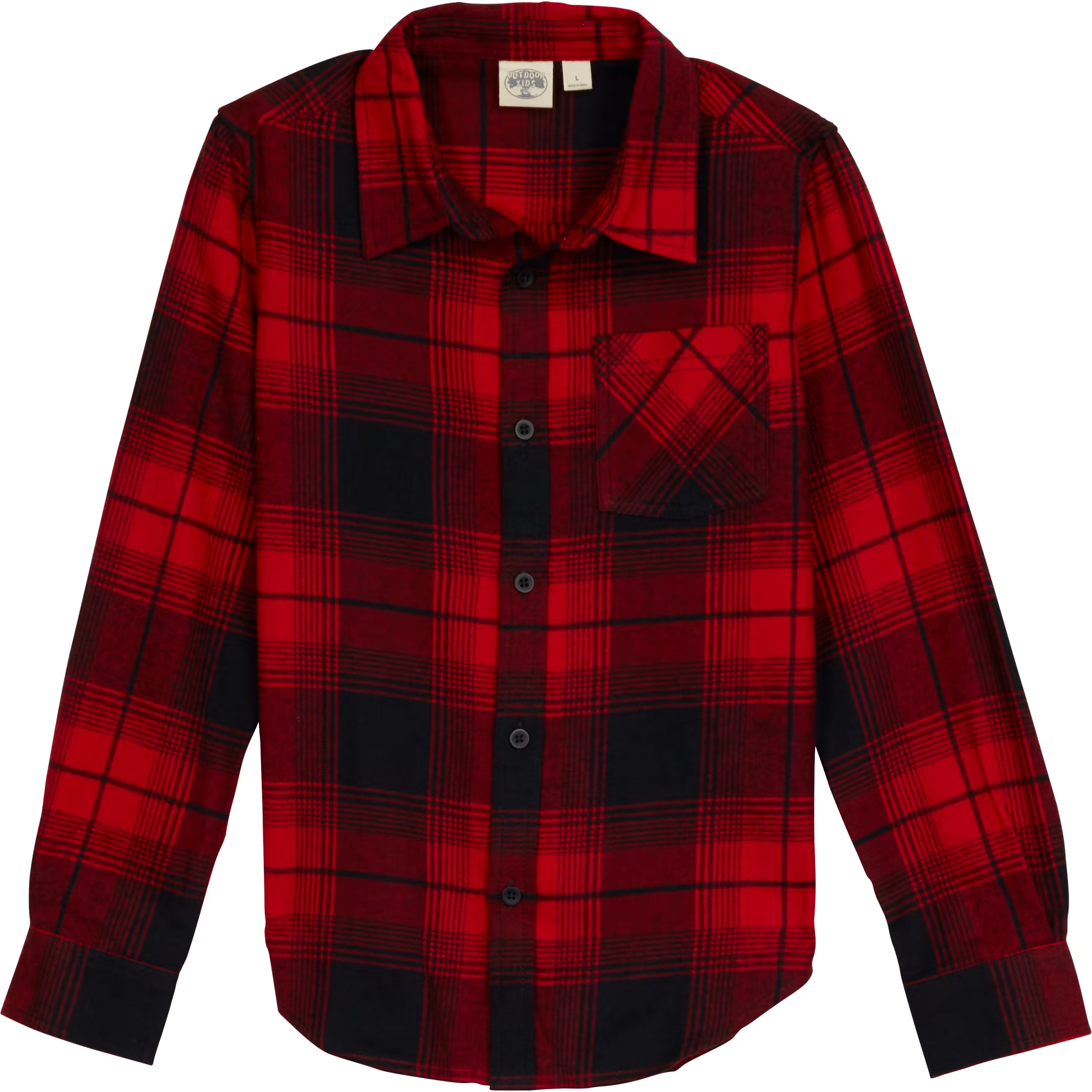 Image of Bass Pro Shops Flannel Long-Sleeve Shirt for Kids - Red/Black