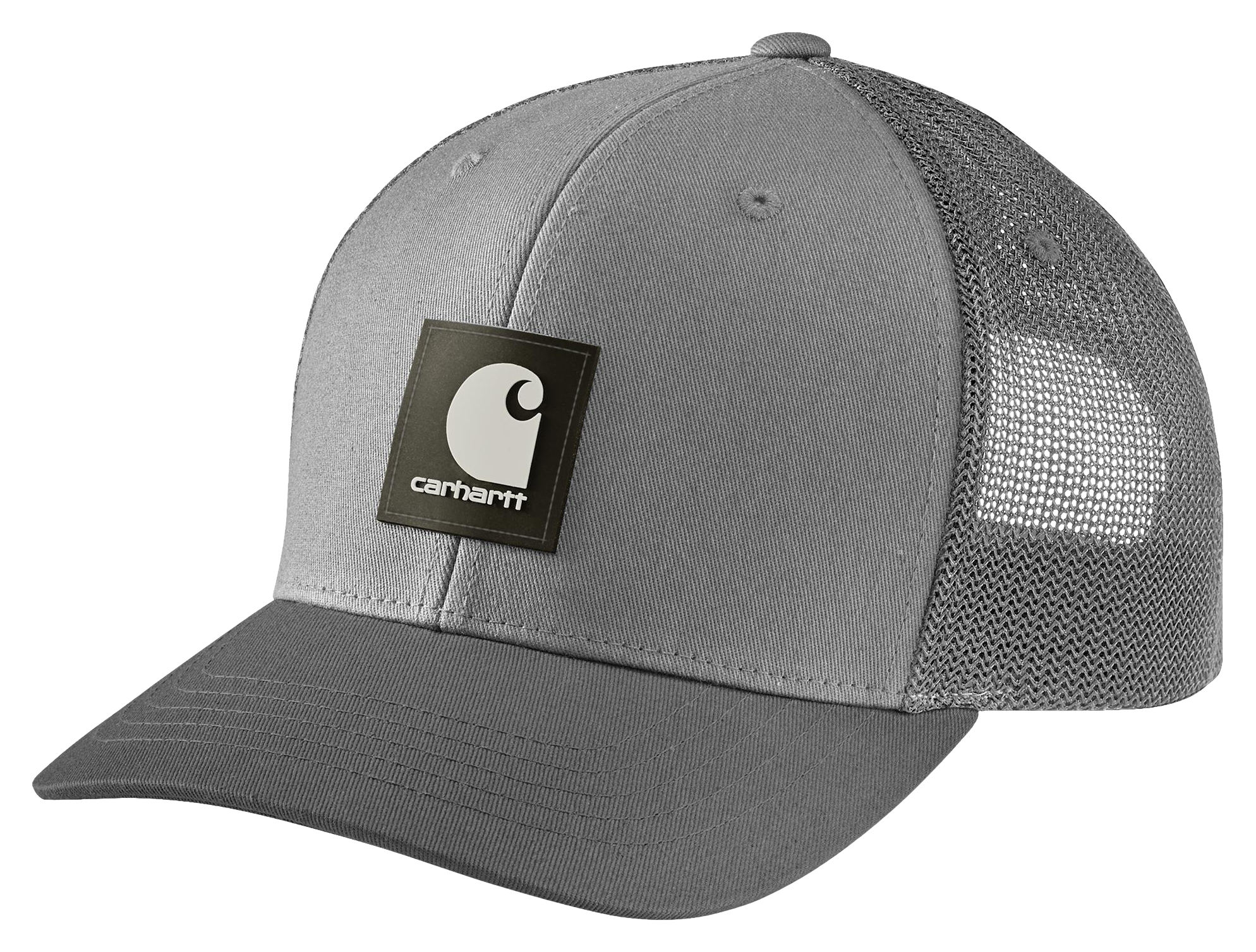 Image of Carhartt Rugged Flex Twill Logo Patch Mesh-Back Cap - Asphalt