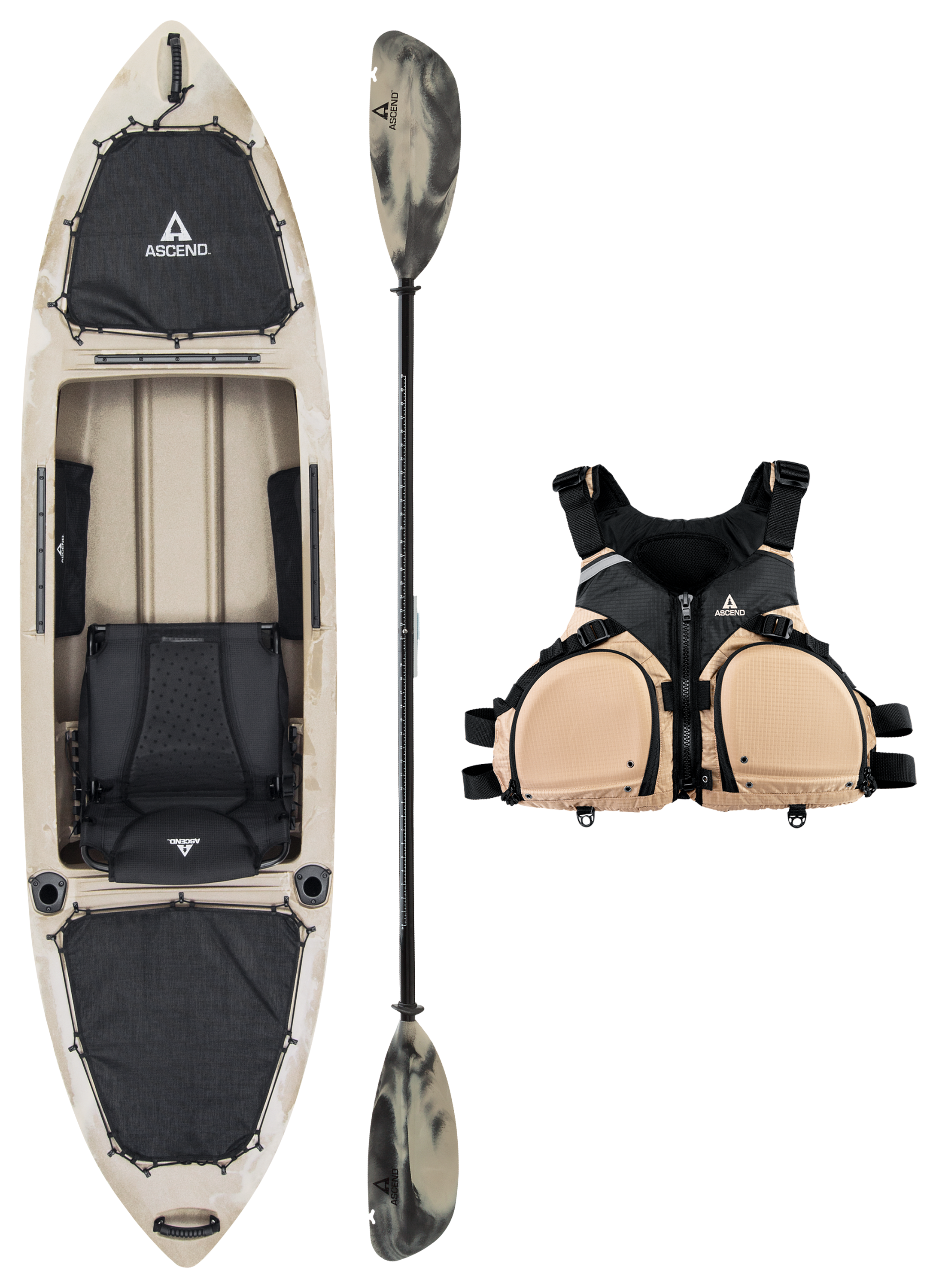 Ascend H10 Desert Storm Sit-In Hybrid Kayak Fishing Package
