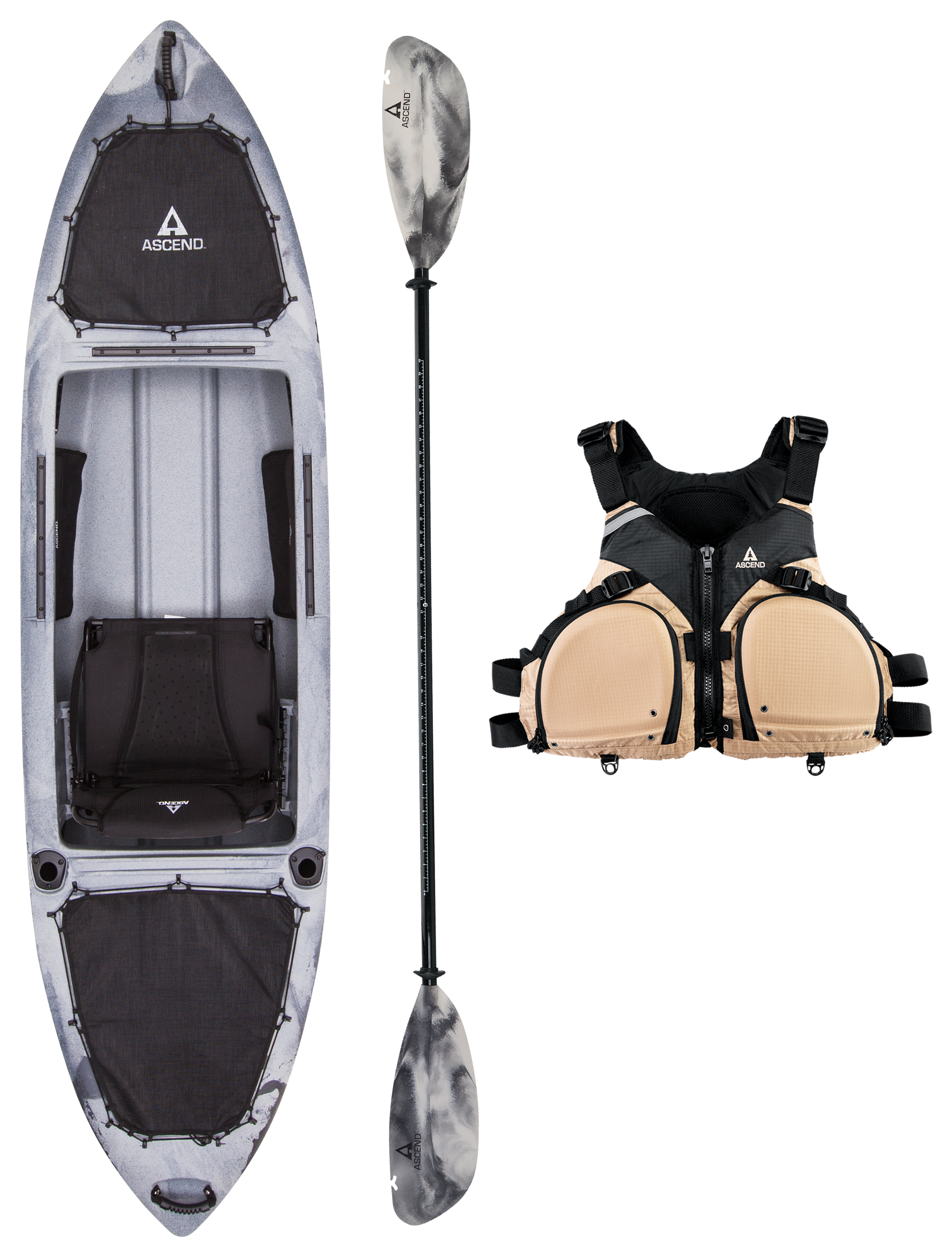 Ascend H10 Titanium Sit-In Hybrid Kayak, Life Jacket, and Paddle Package