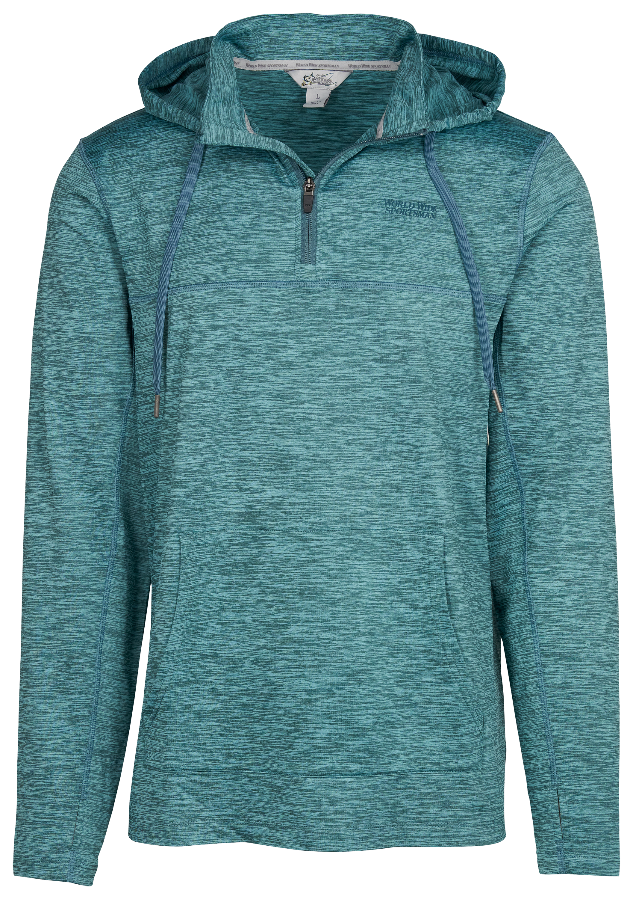 Image of World Wide Sportsman Quarter-Zip Long-Sleeve Hoodie - Tapestry Heather - S