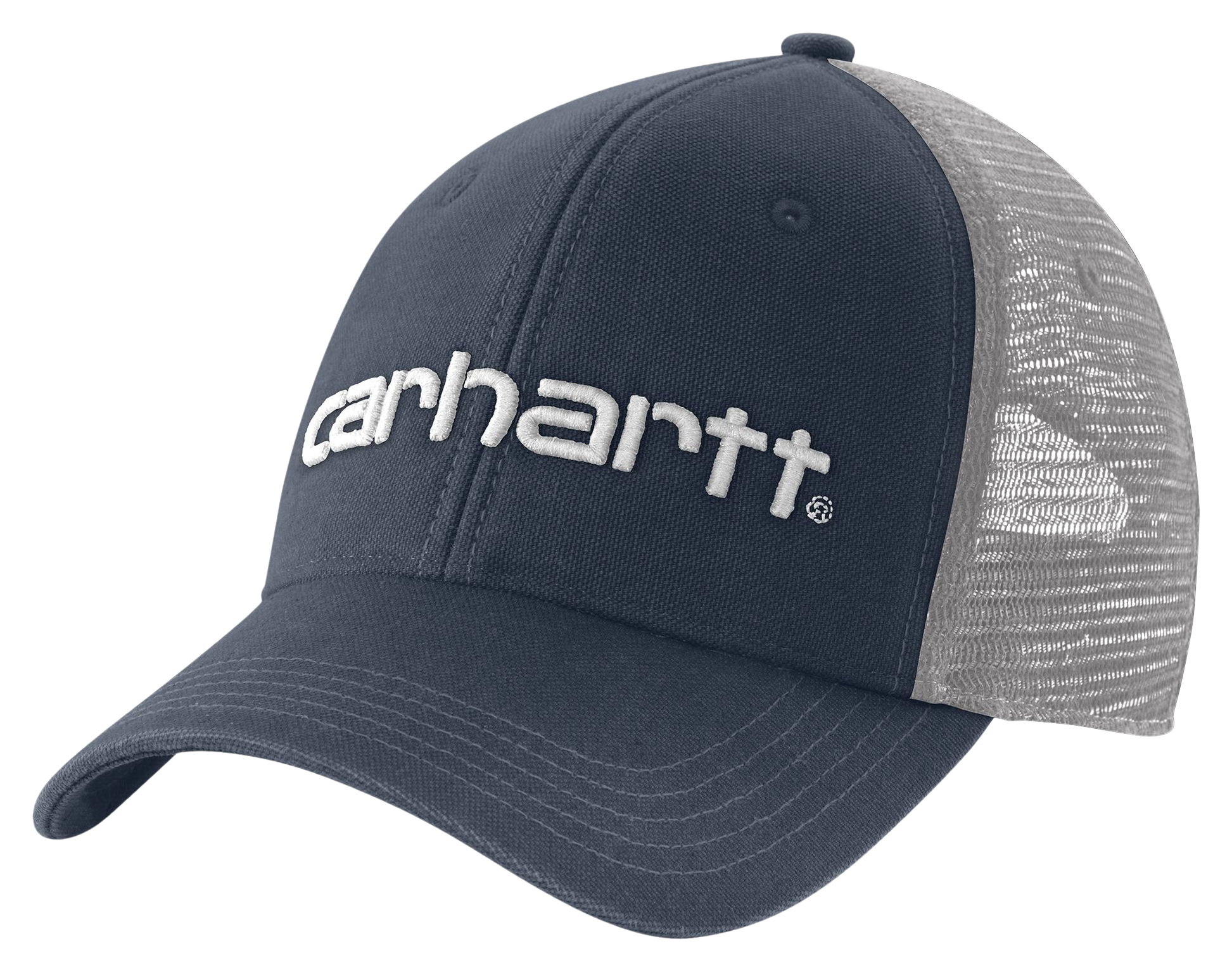 Image of Carhartt Canvas Mesh-Back Logo Graphic Cap - Navy/White