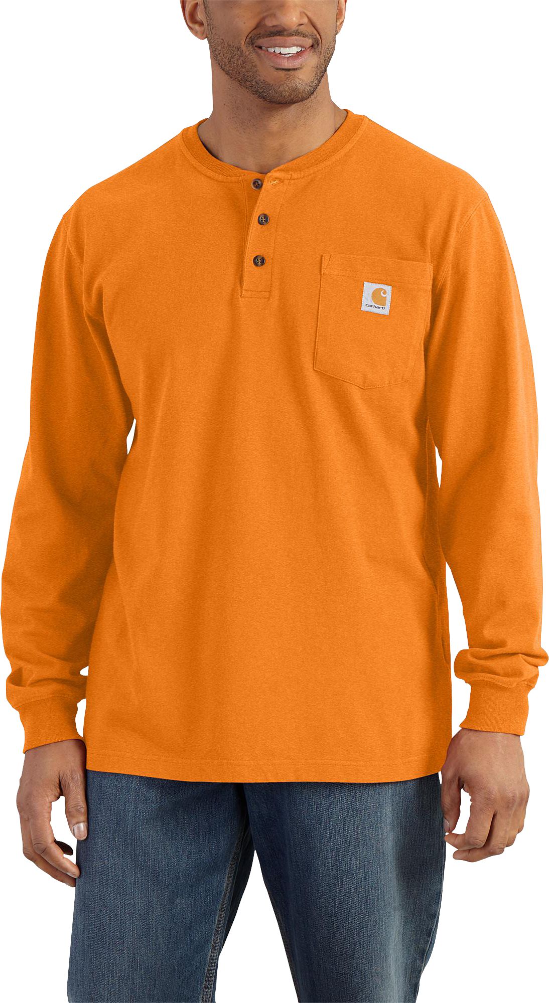 Carhartt Loose Fit Heavyweight Long-Sleeve Pocket Henley for Men - Marmalade Heather