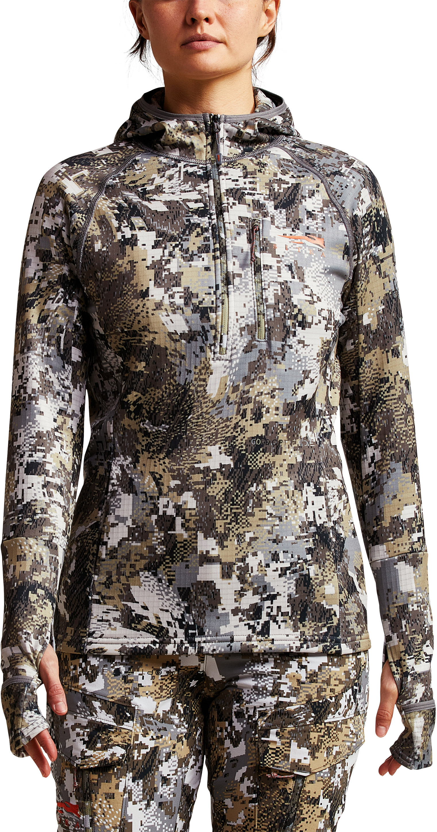 Image of SITKA GORE OPTIFADE Elevated II Concealment Series Fanatic Quarter-Zip Hoodie for Ladies - S