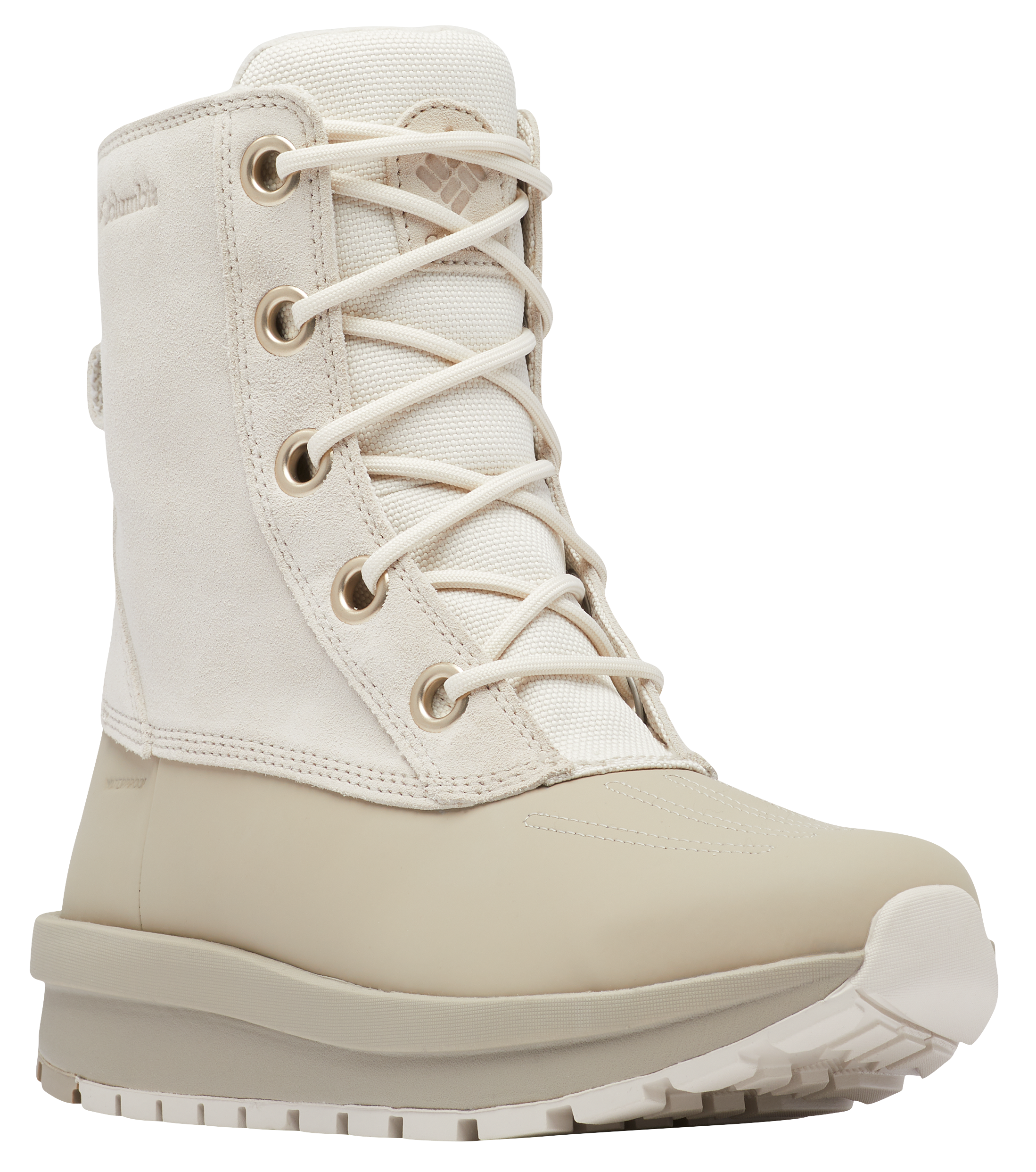 Image of Columbia Moritza Shield Insulated Waterproof Duck Boots for Ladies - Fawn/Canvas Tan - 6.5M