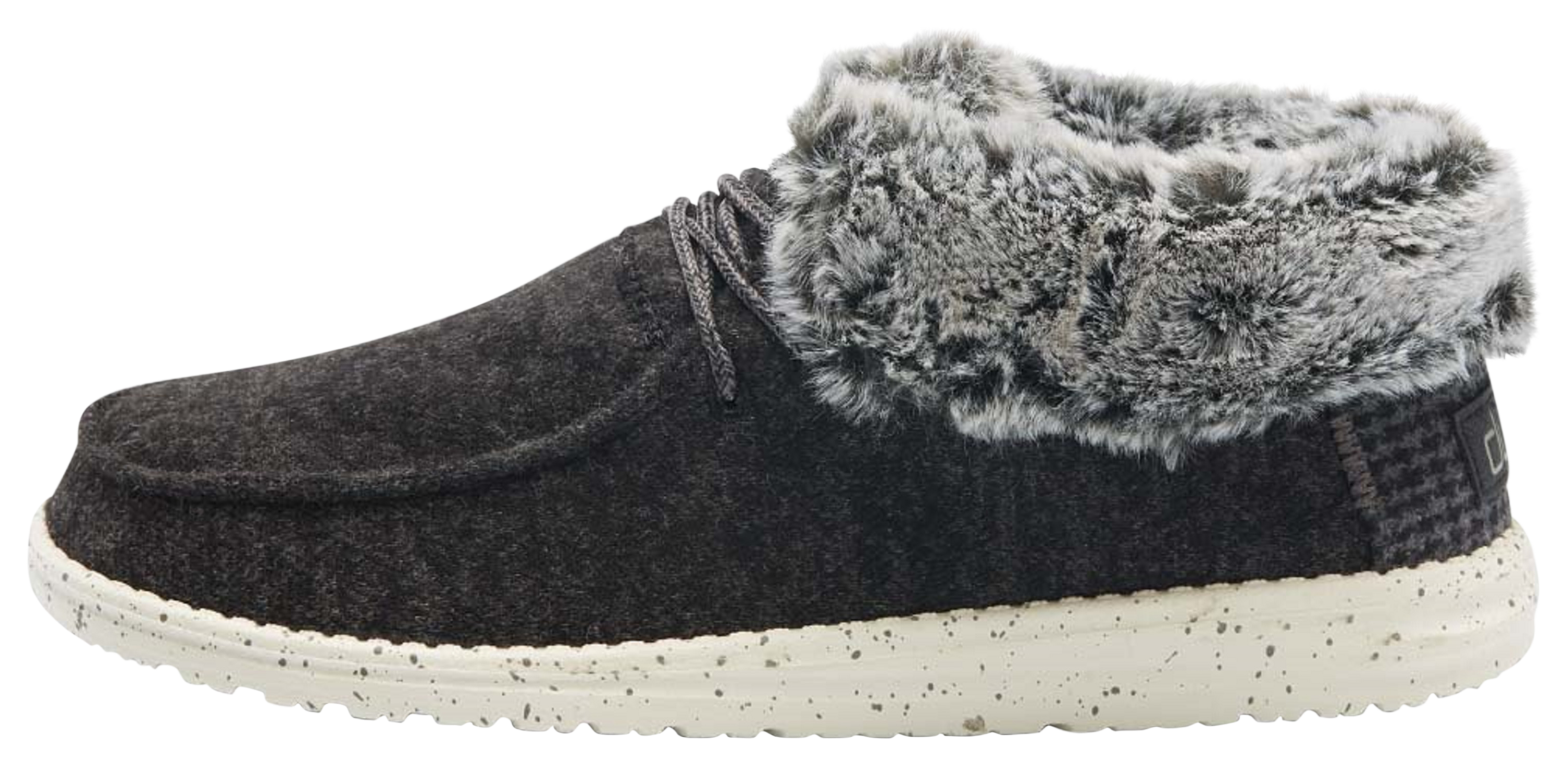 Image of HEYDUDE Wendy Wool Folded Boots for Ladies - Black