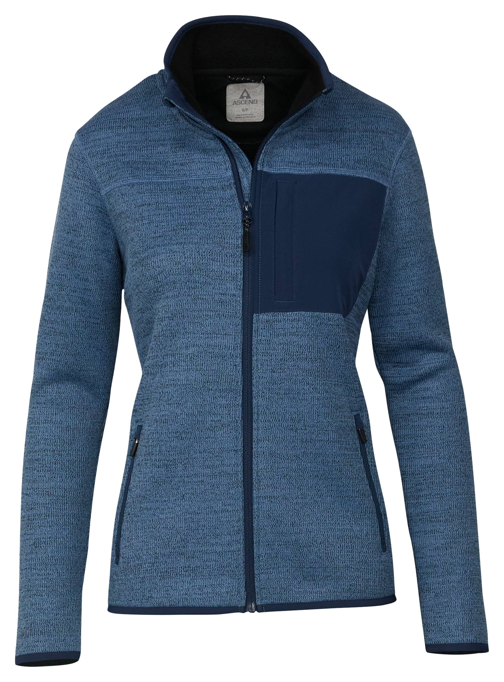 Image of Ascend Exploration Zippered Sweater Fleece Jacket for Ladies - Coronet Blue/Dress Blue - XS