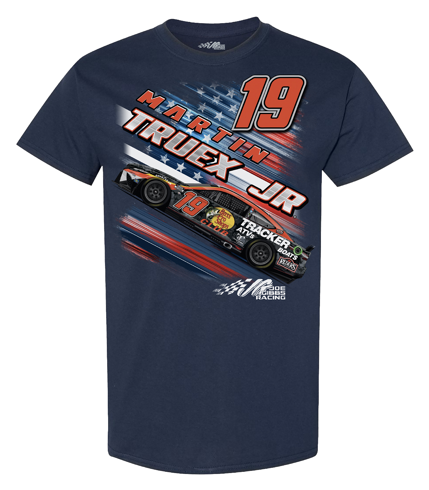 Bass Pro Shops NASCAR Martin Truex Jr. #19 Patriotic Short-Sleeve T-Shirt for Men - Navy - 2XL
