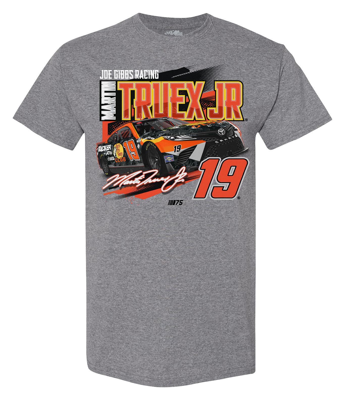 Image of NASCAR Bass Pro Shops Martin Truex Jr. #19 Pit Road Short-Sleeve T-Shirt for Men - Grey