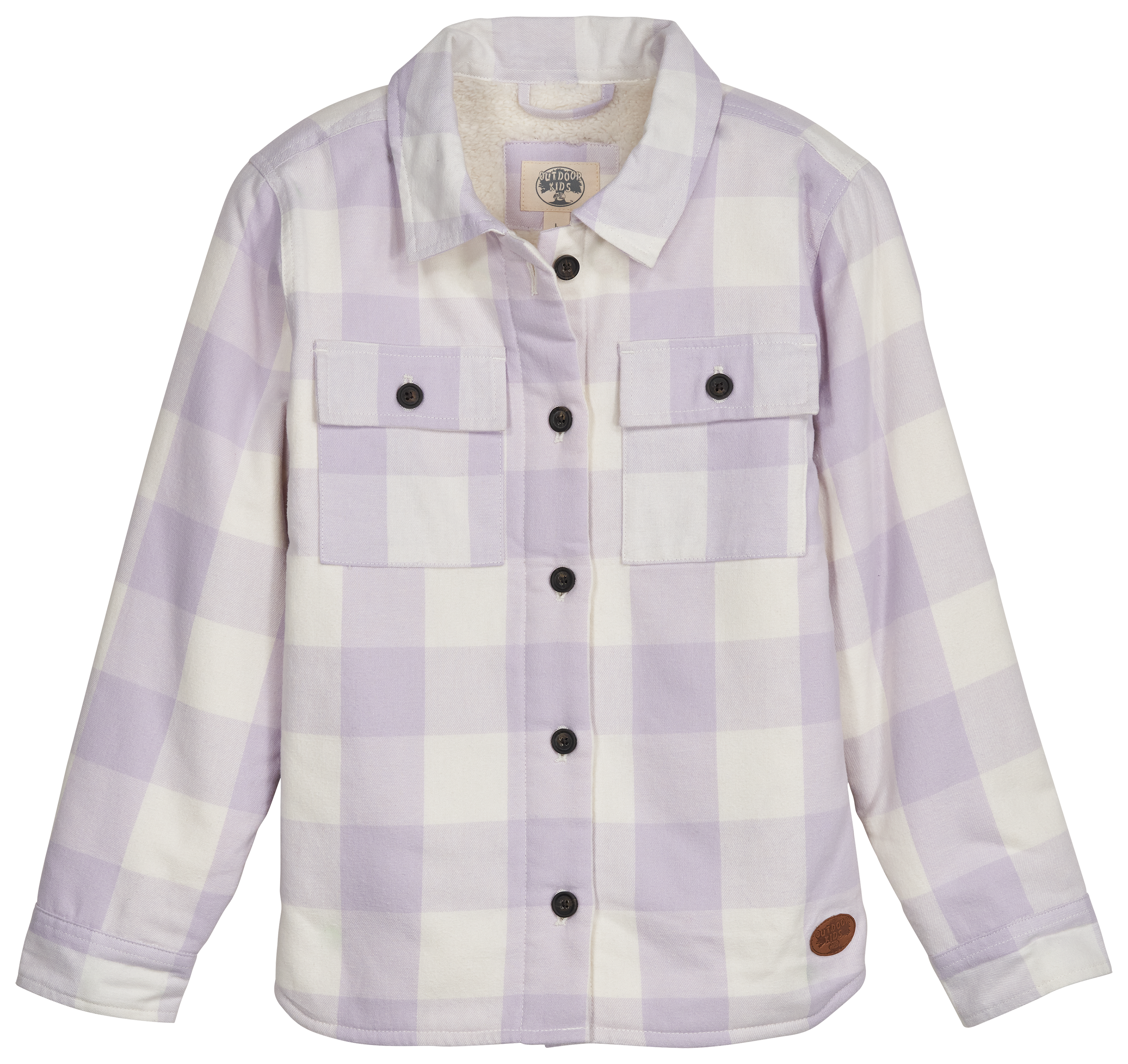 Image of Outdoor Kids Sherpa-Lined Flannel Long-Sleeve Button-Down Shirt for Toddlers or Kids