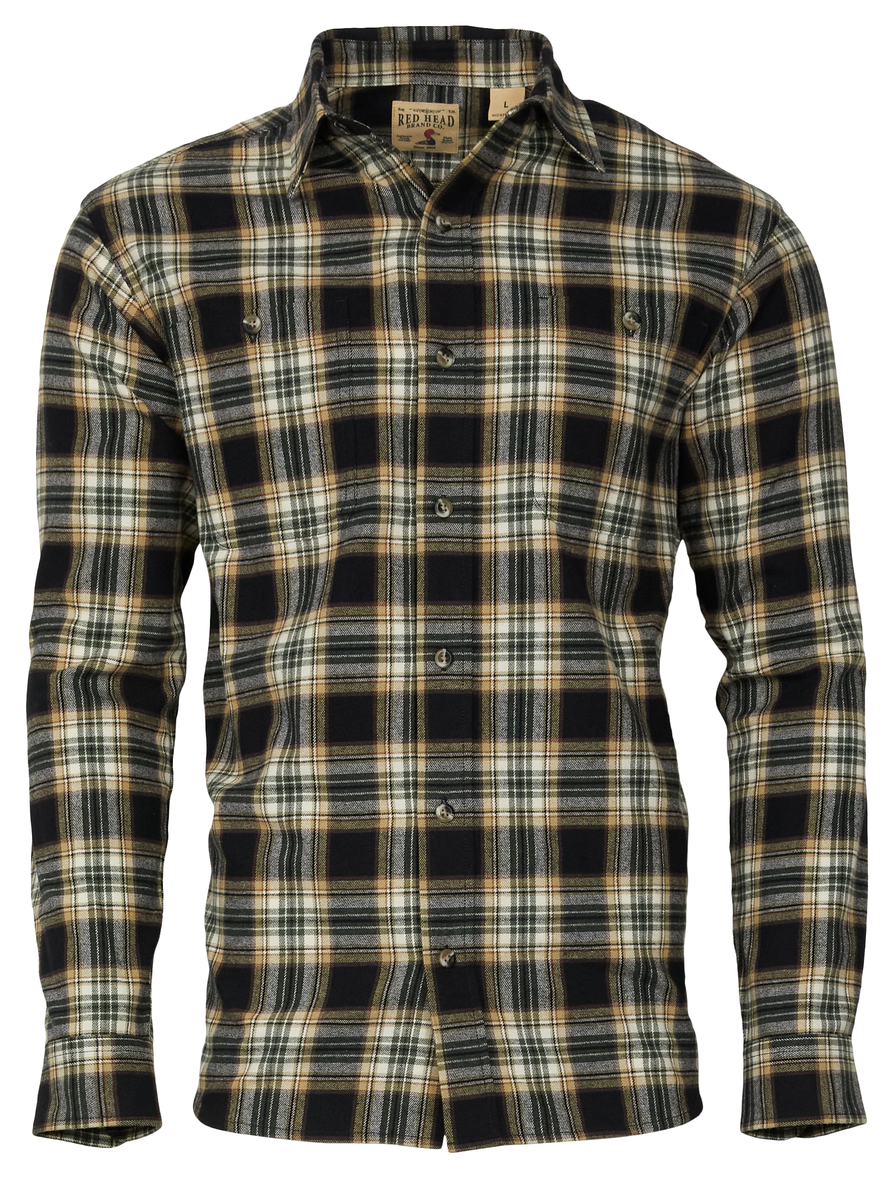 Image of RedHead Ozark Mountain Flannel Long-Sleeve Button-Down Shirt for Men - Black - M