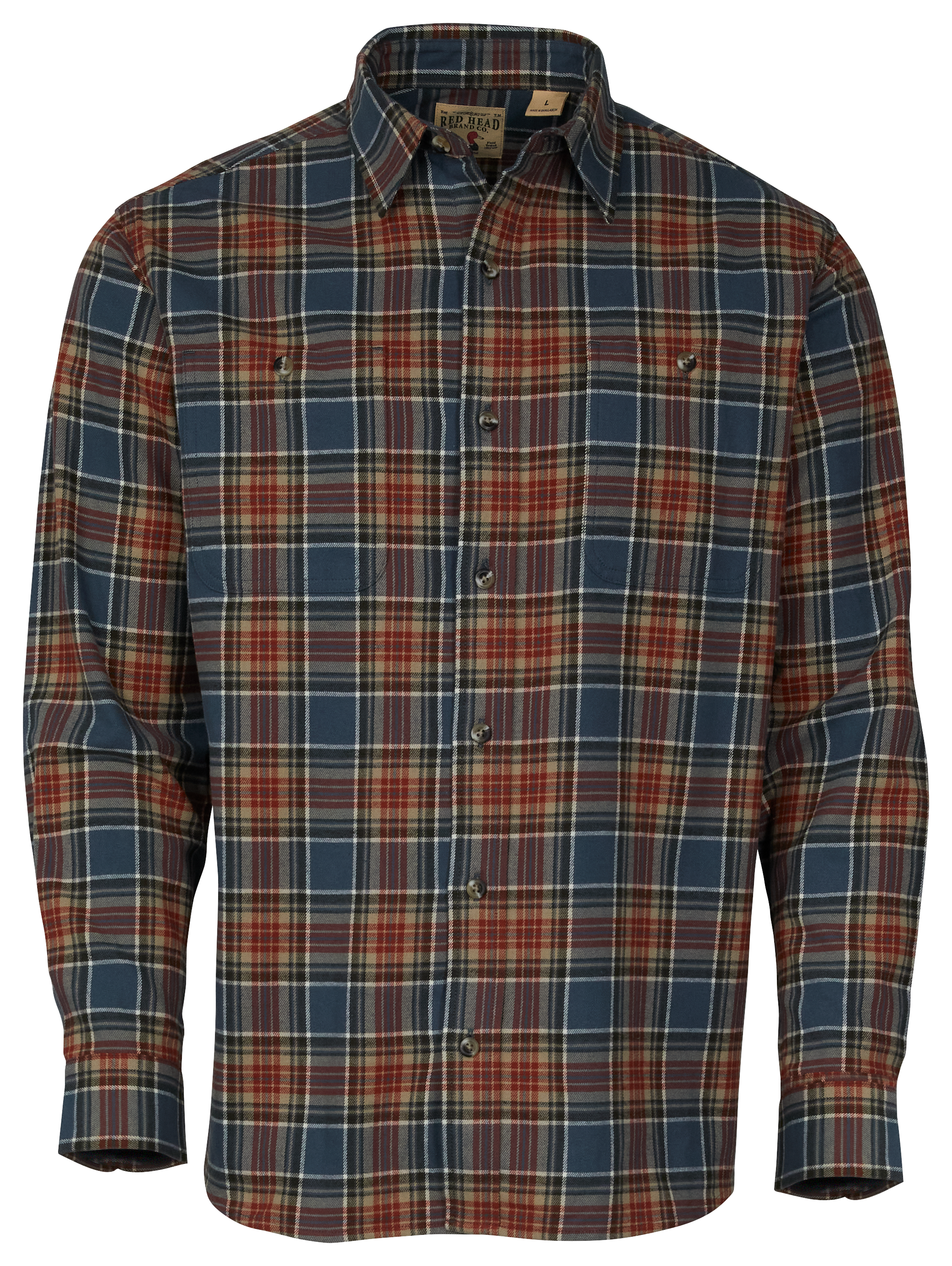 Image of RedHead Ozark Mountain Flannel Long-Sleeve Button-Down Shirt for Men - Dark Slate/Red - S