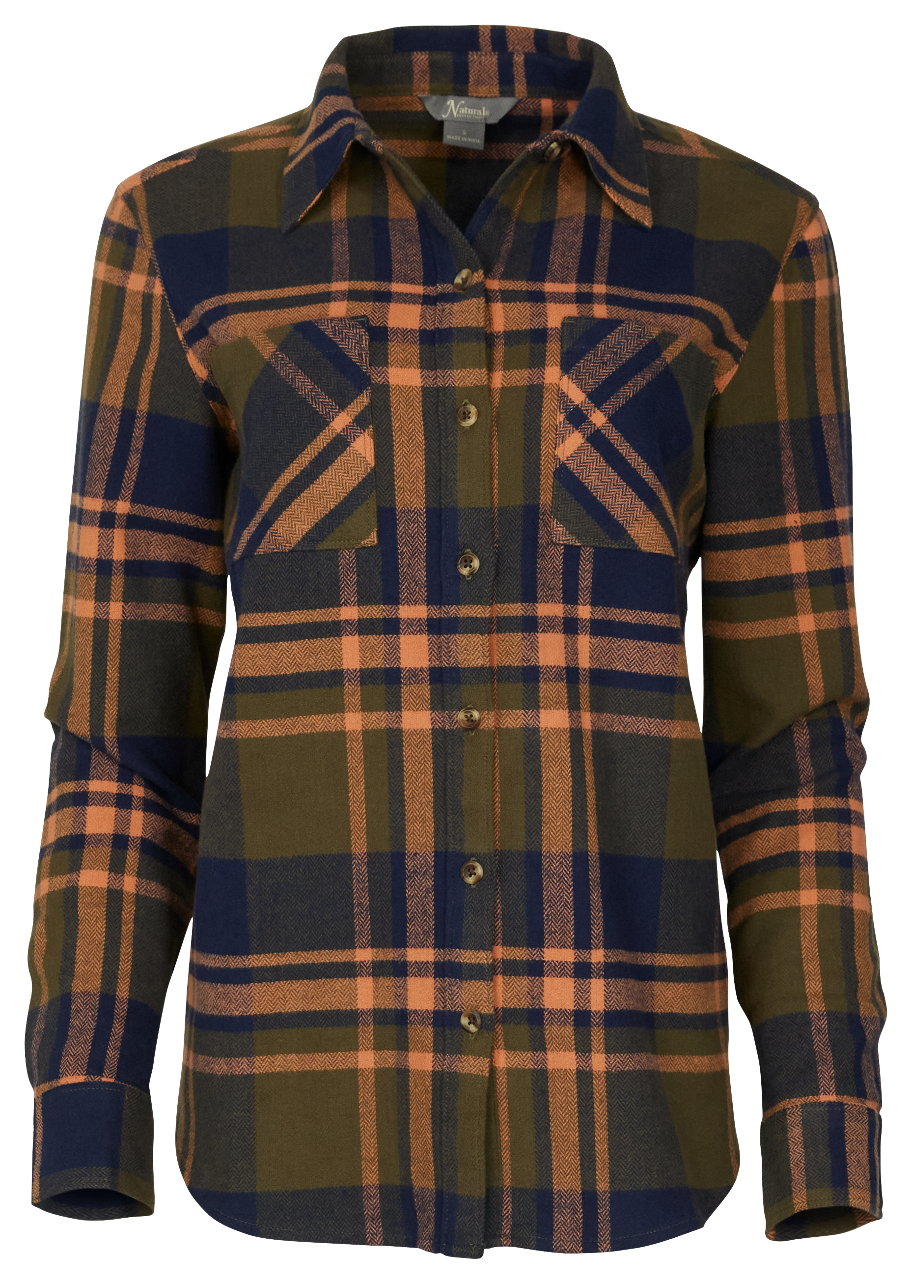 Image of Natural Reflections Brushed Flannel 2-Pocket Long-Sleeve Shirt - Olive Night
