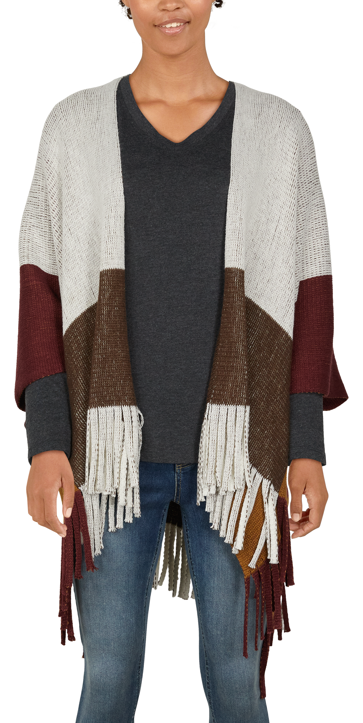 Image of Natural Reflections Windsor Colorblock Ruana for Ladies