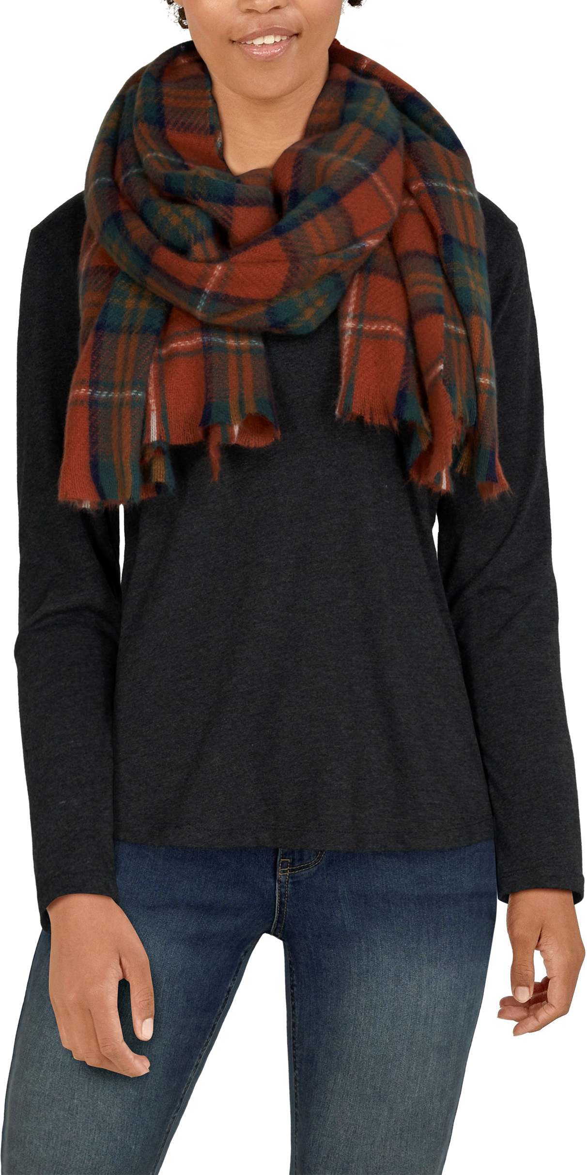 Image of Natural Reflections Flannel Fest Scarf for Ladies - Baked Clay