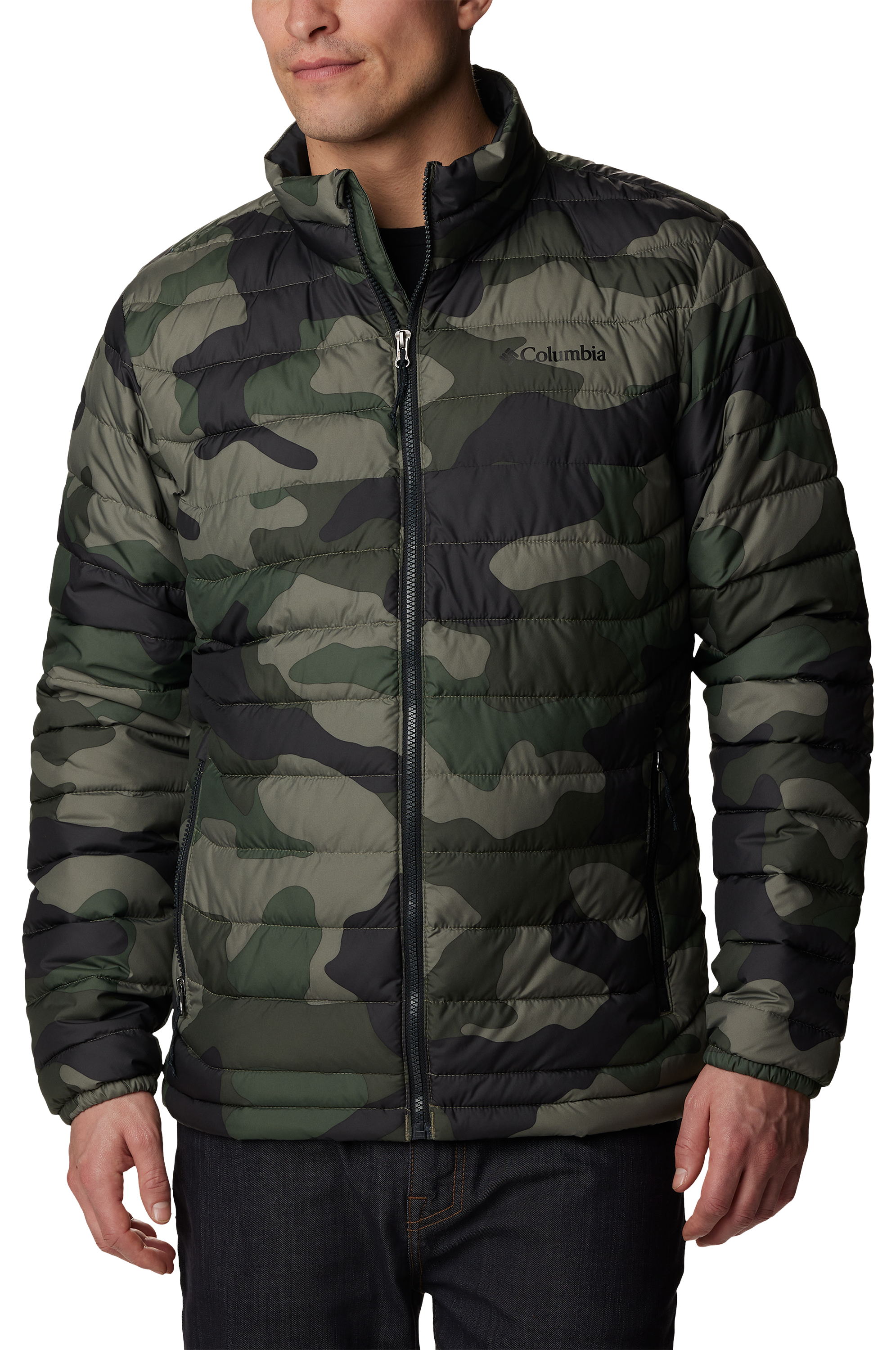 Image of Columbia Powder Lite Jacket for Men - Stone Green Mod Camo Print - M