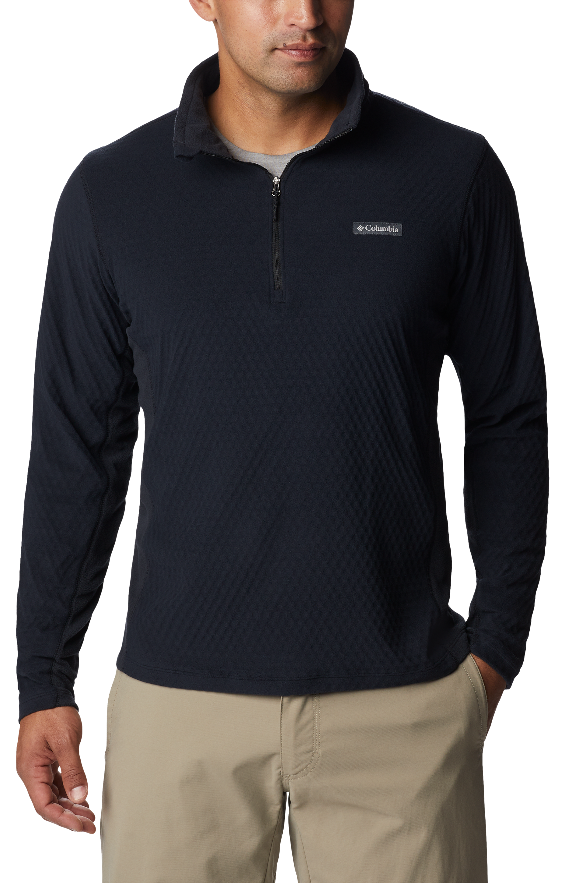 Image of Columbia Overlook Pass Half-Zip Long-Sleeve Pullover for Men - Black - M