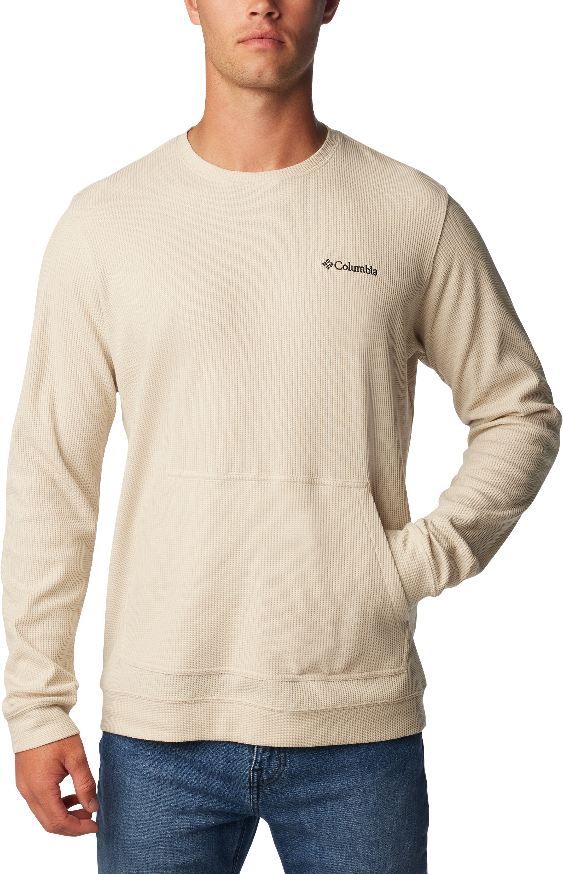 Image of Columbia Pitchstone Knit Crew Sweatshirt for Men - Dark Stone - S