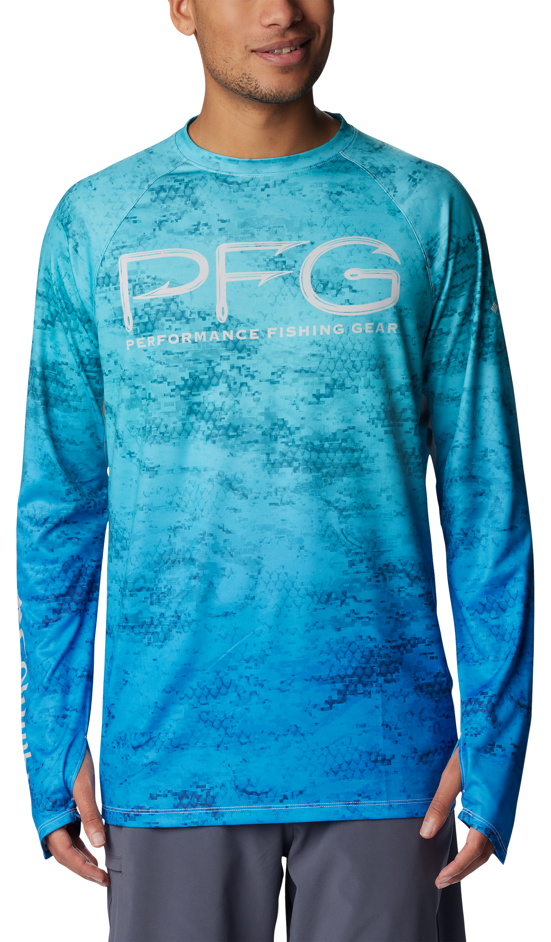 Columbia Super Terminal Tackle Vent Long-Sleeve Shirt for Men - Turquoise PFG Camo Gradient - S