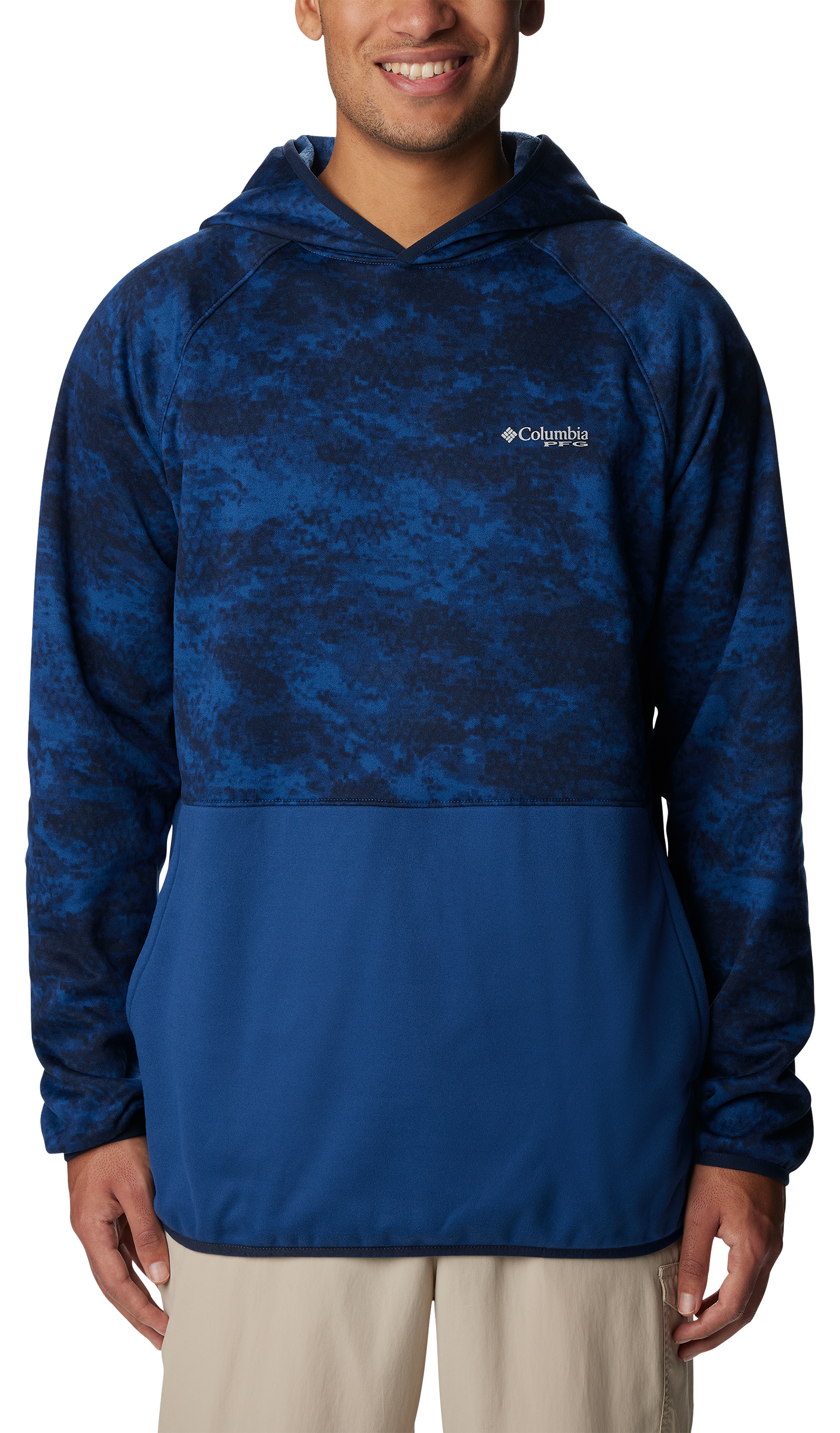 Image of Columbia PFG Super Terminal Fleece Long-Sleeve Hoodie for Men - Carbon PFG Camo/Carbon - S