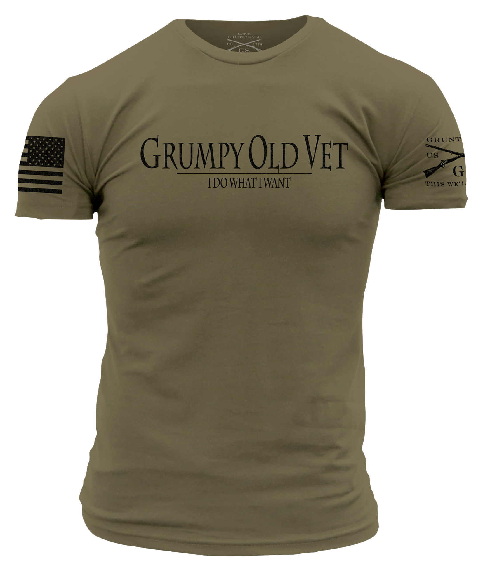 Image of Grunt Style Grumpy Old Vet Short-Sleeve T-Shirt for Men - Military Green
