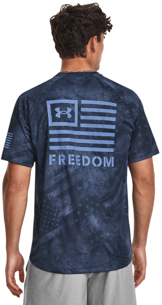 Under Armour Freedom Tech Short-Sleeve T-Shirt for Men - Academy/Blue Float - S