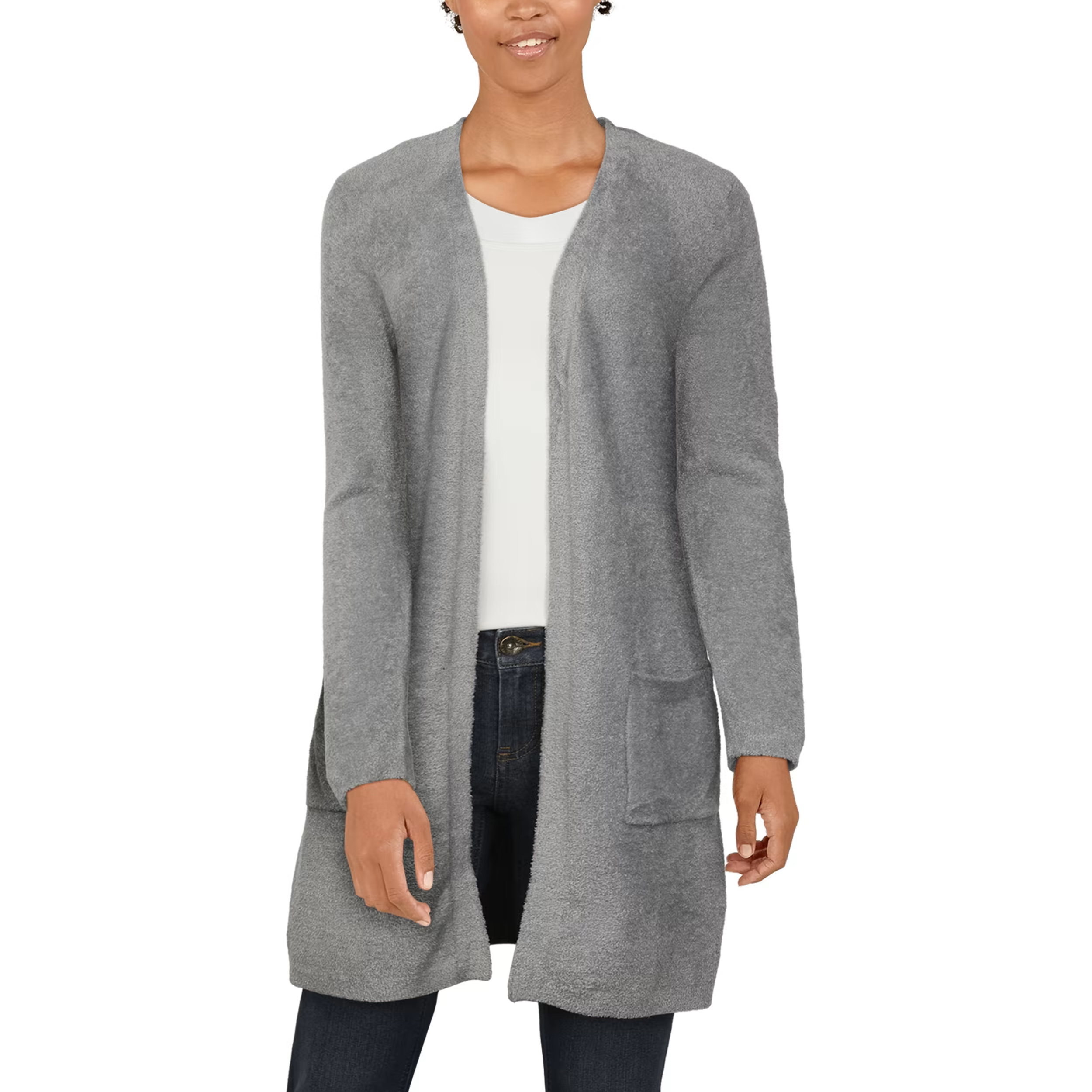 NATURAL REFLECTIONS Plush Long-Sleeve-áCardigan for Ladies