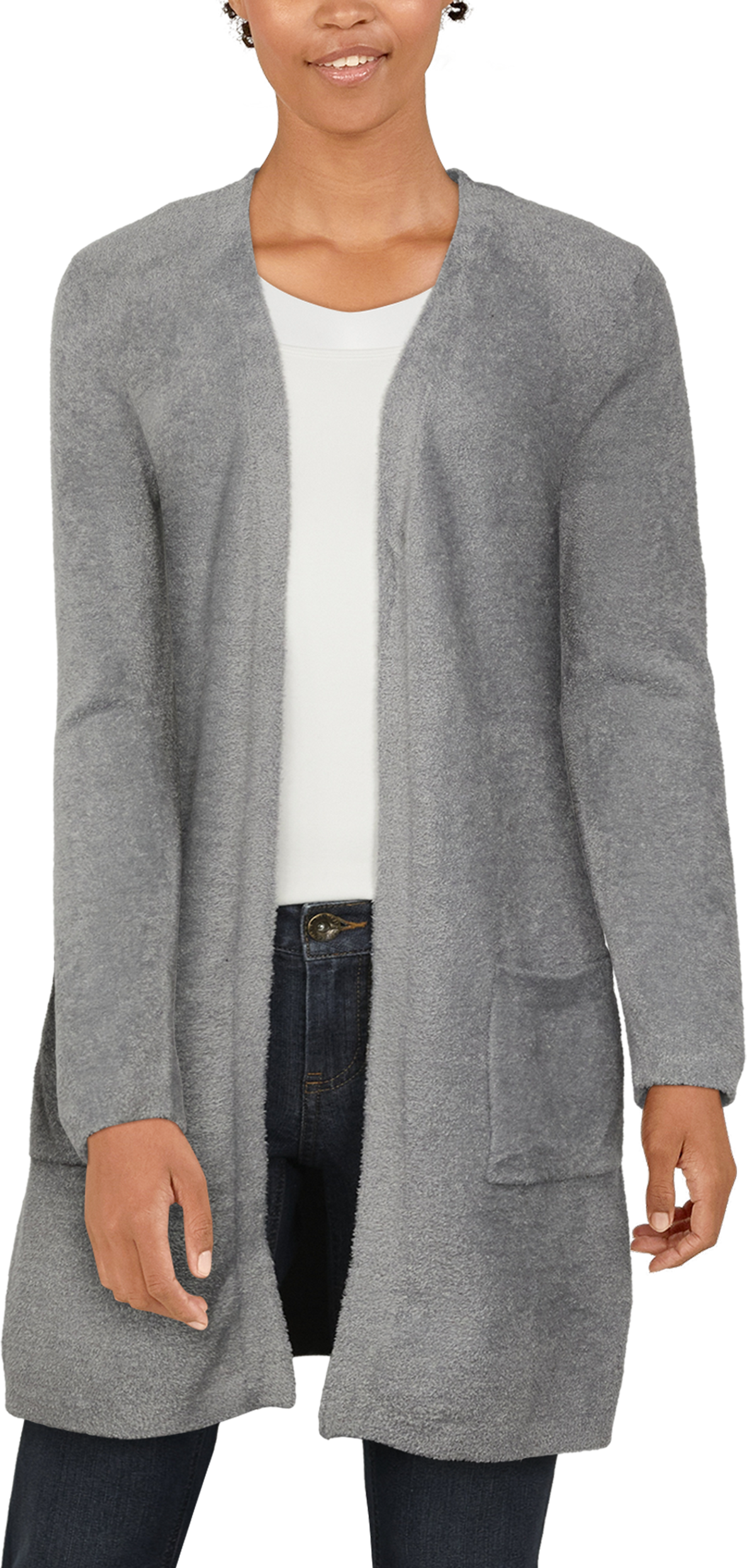 NATURAL REFLECTIONS Plush Long-Sleeve-áCardigan for Ladies