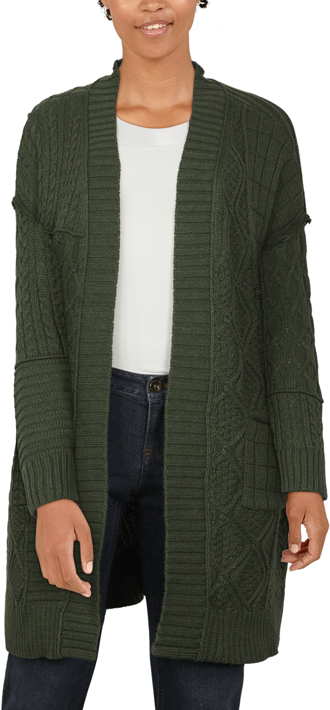 NATURAL REFLECTIONS Mixed-Stitch Cardigan for Ladies