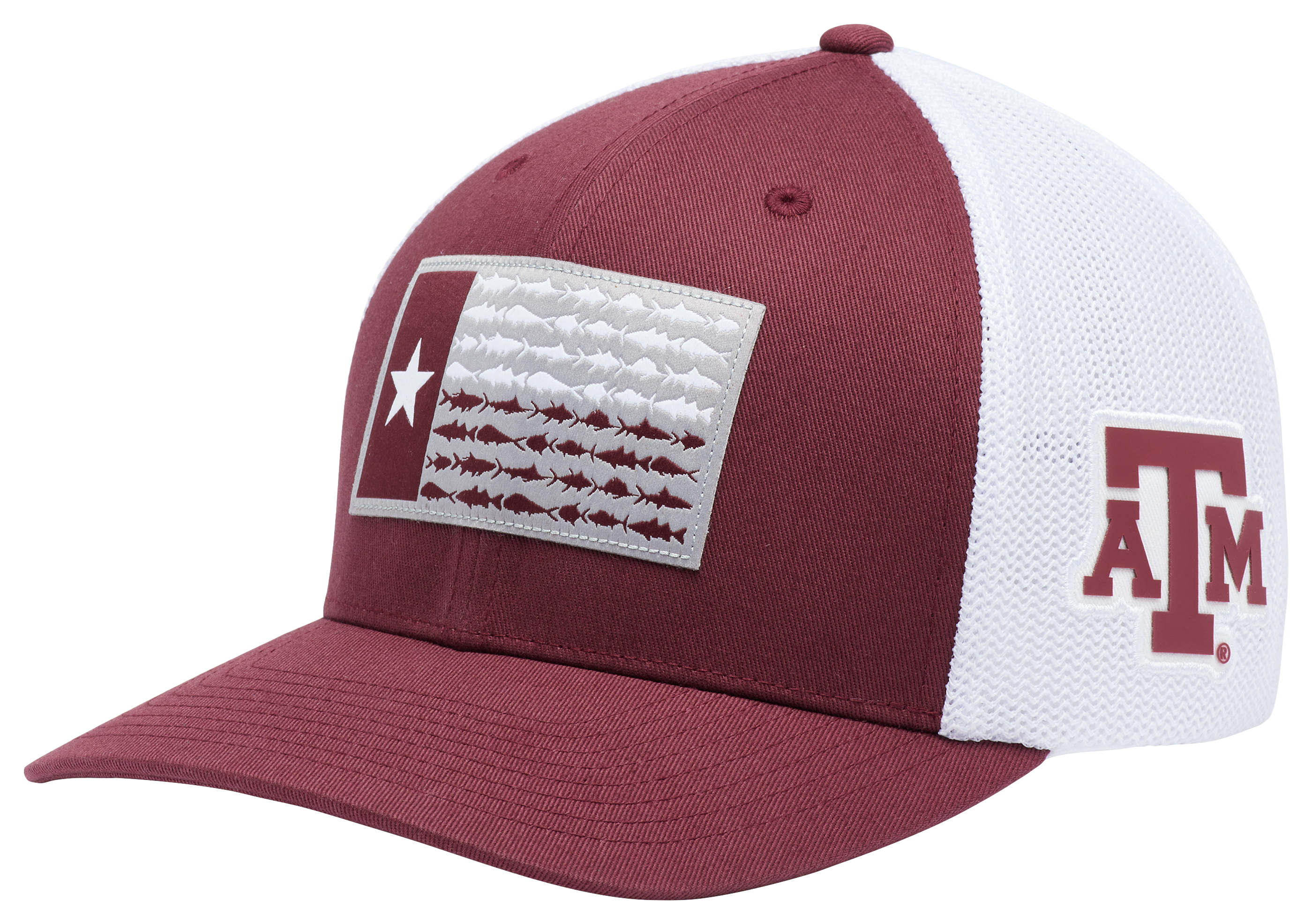 Image of Columbia PFG Mesh Fish Flag Collegiate Ball Cap - Texas A&M University/Deep Maroon Flag - S/M