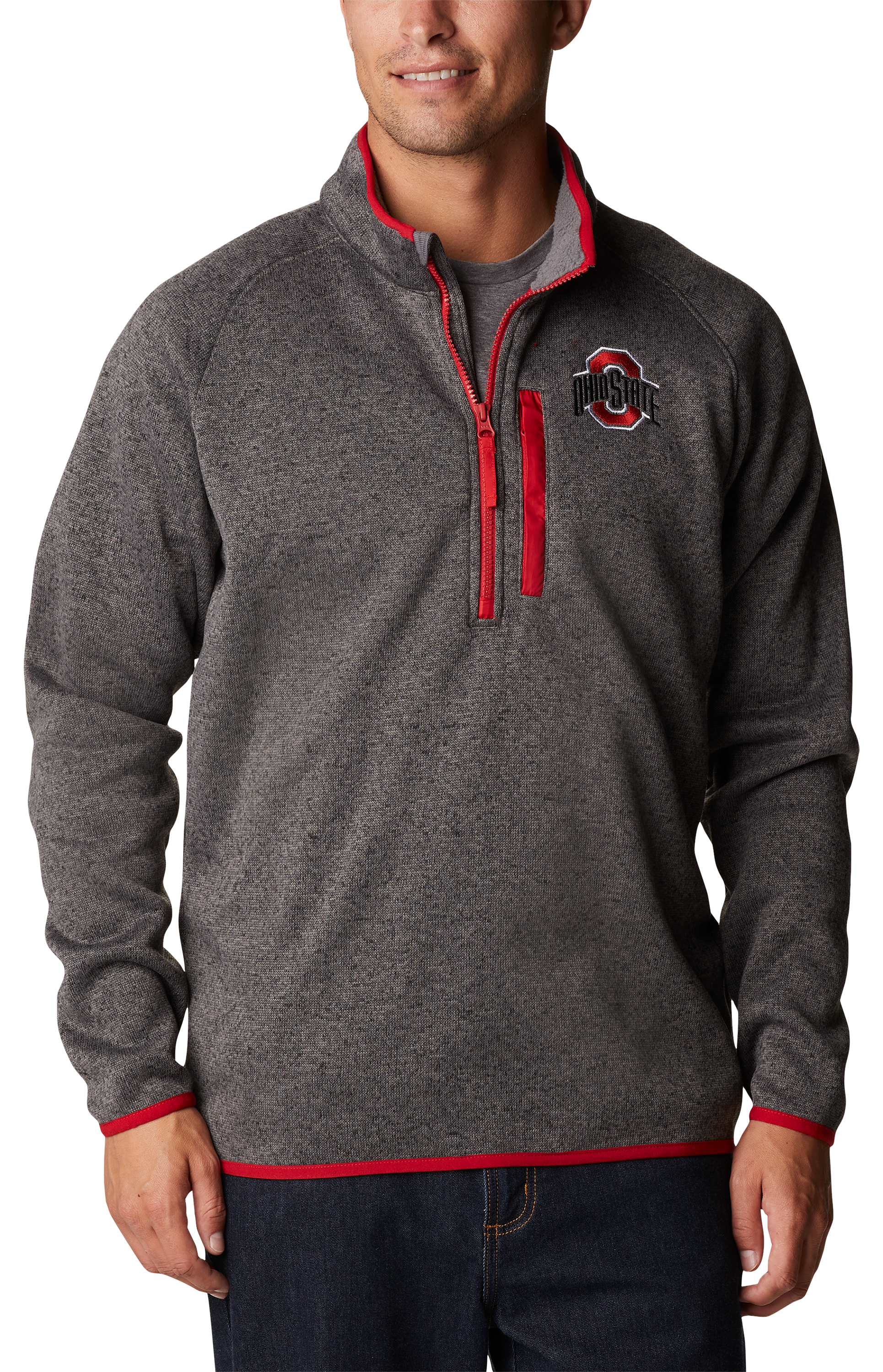 Image of Columbia Canyon Point Fleece Collegiate 1/2-Zip Fleece Pullover for Men - Ohio State University - City Grey - S