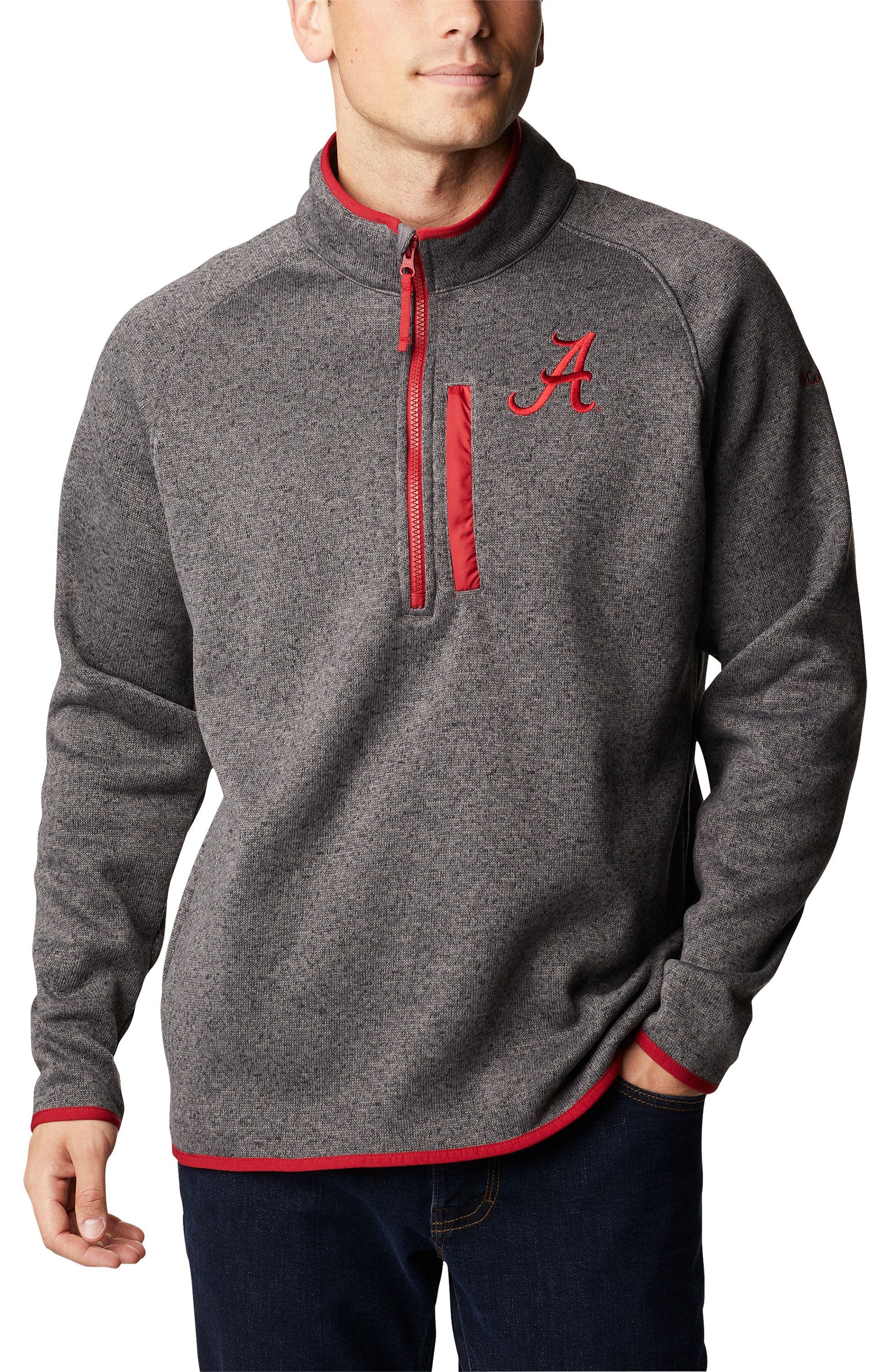 Image of Columbia Canyon Point Fleece Collegiate 1/2-Zip Fleece Pullover for Men - University of Alabama - City Grey - S