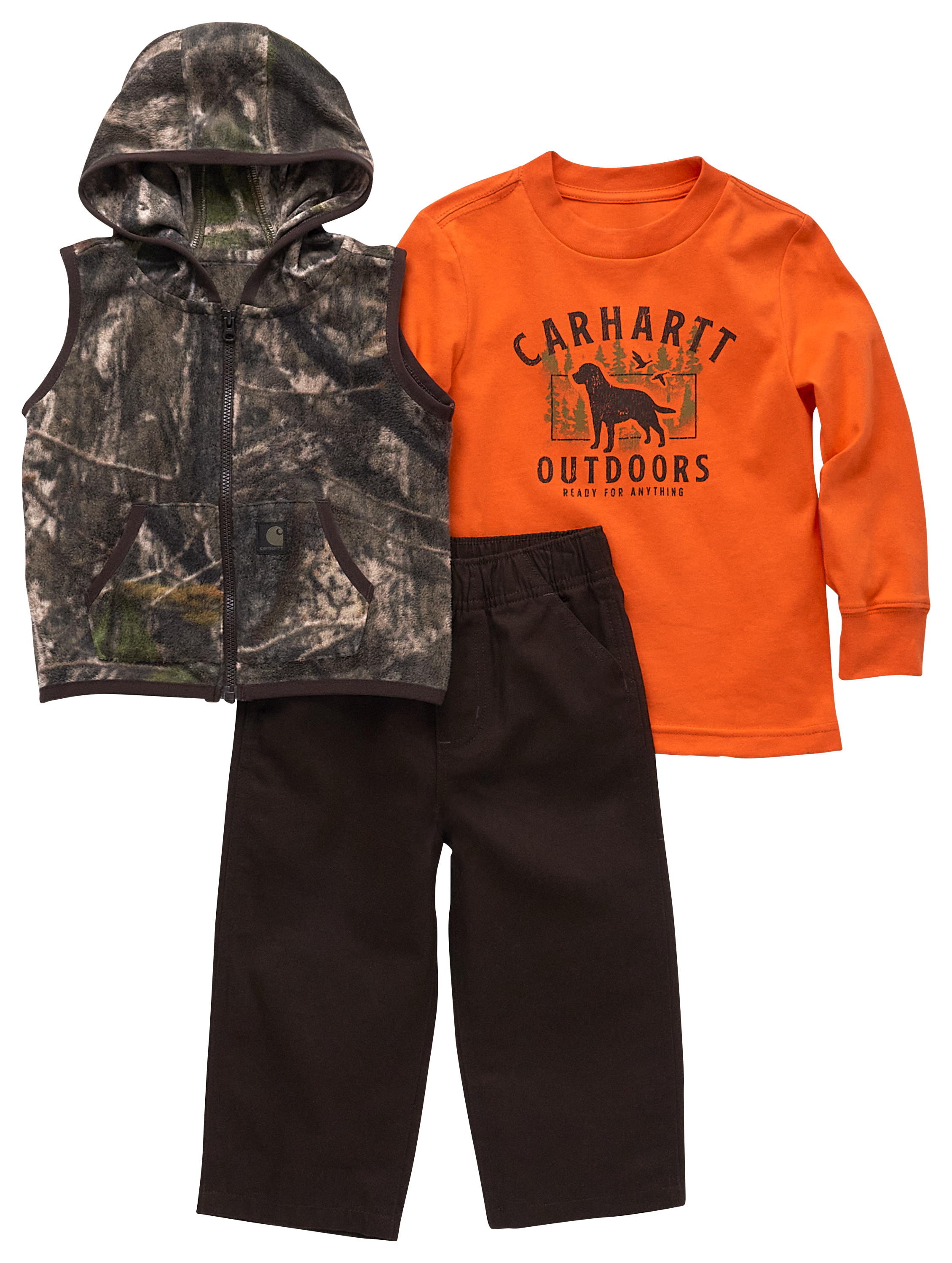 Carhartt Long-Sleeve T-Shirt, Camo Vest, and Canvas Pants 3-Piece Set for Babies - Mossy Oak Country DNA - 3 Months
