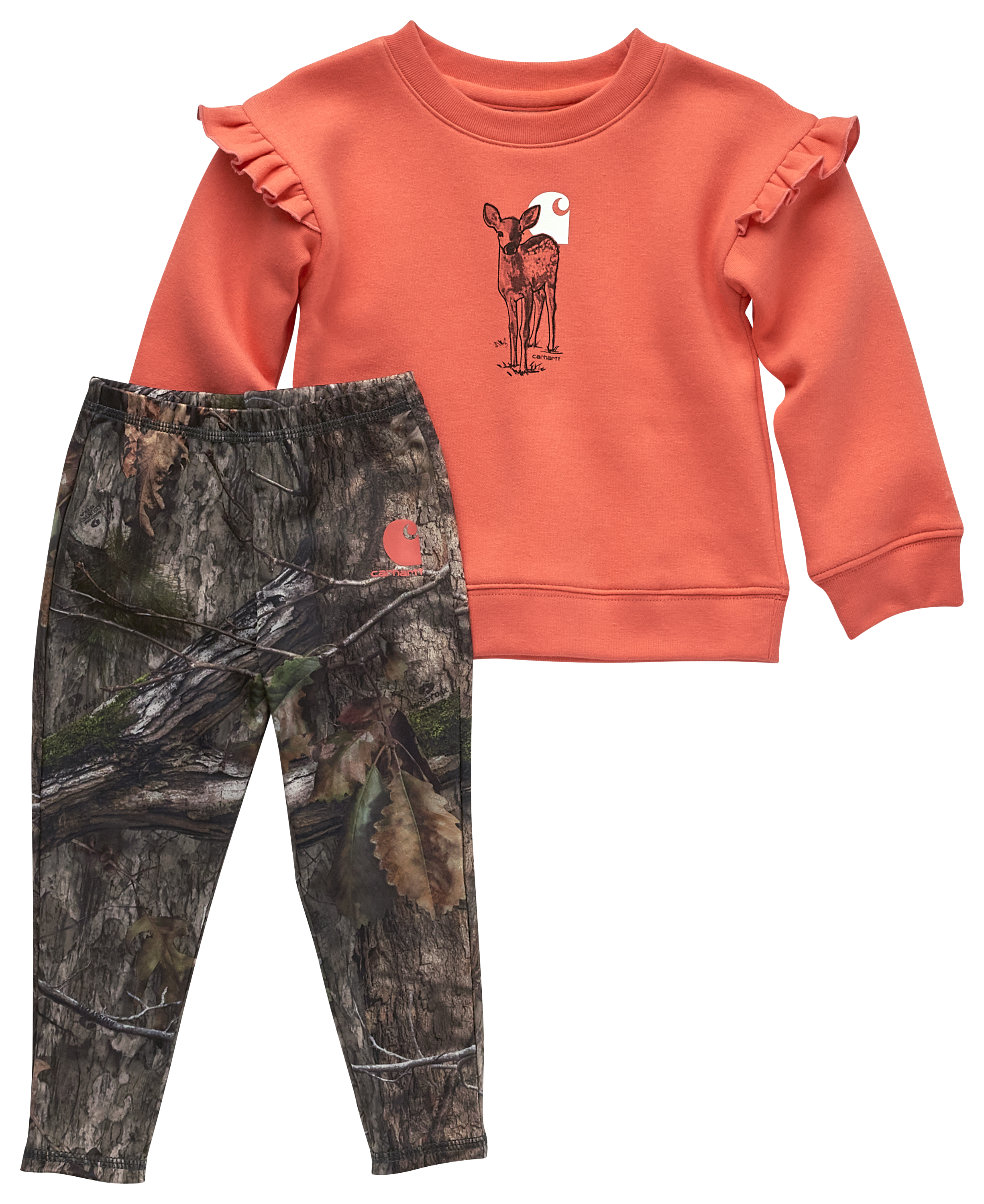 Carhartt Deer Long-Sleeve T-Shirt and Camo Leggings 2-Piece Set for Toddlers - Mossy Oak Country DNA - 2T