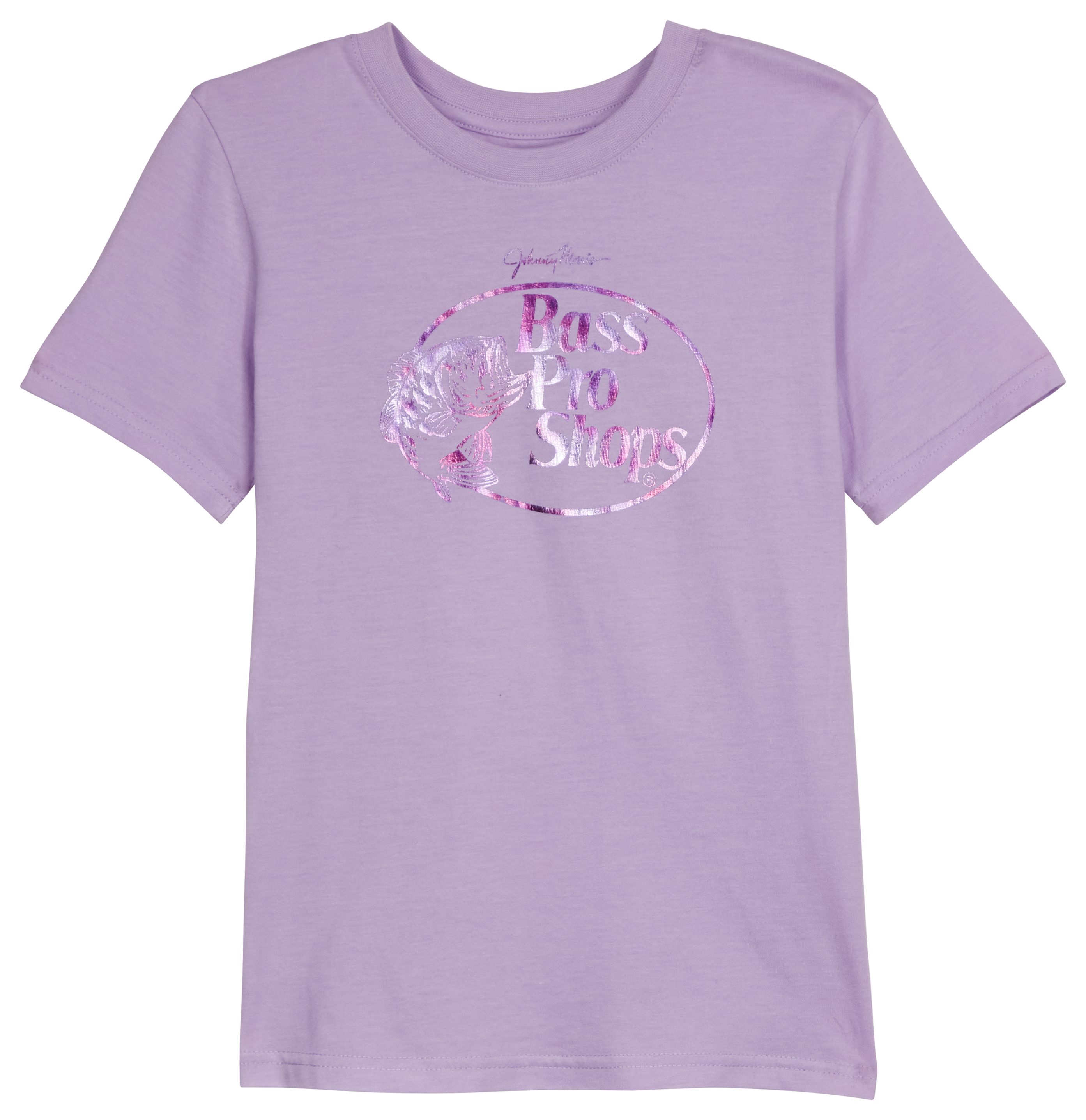 Image of Bass Pro Shops Original Foil Logo Short-Sleeve Shirt for Kids - Lavender - XS